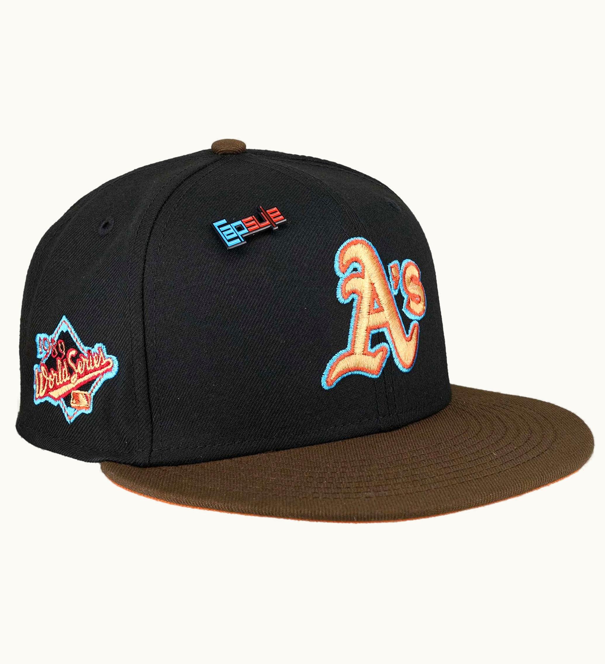New Era New Era Oakland Athletics Capsule Nos Collection 1989 World Series Patch 59fifty Fitted Hat Black Orange