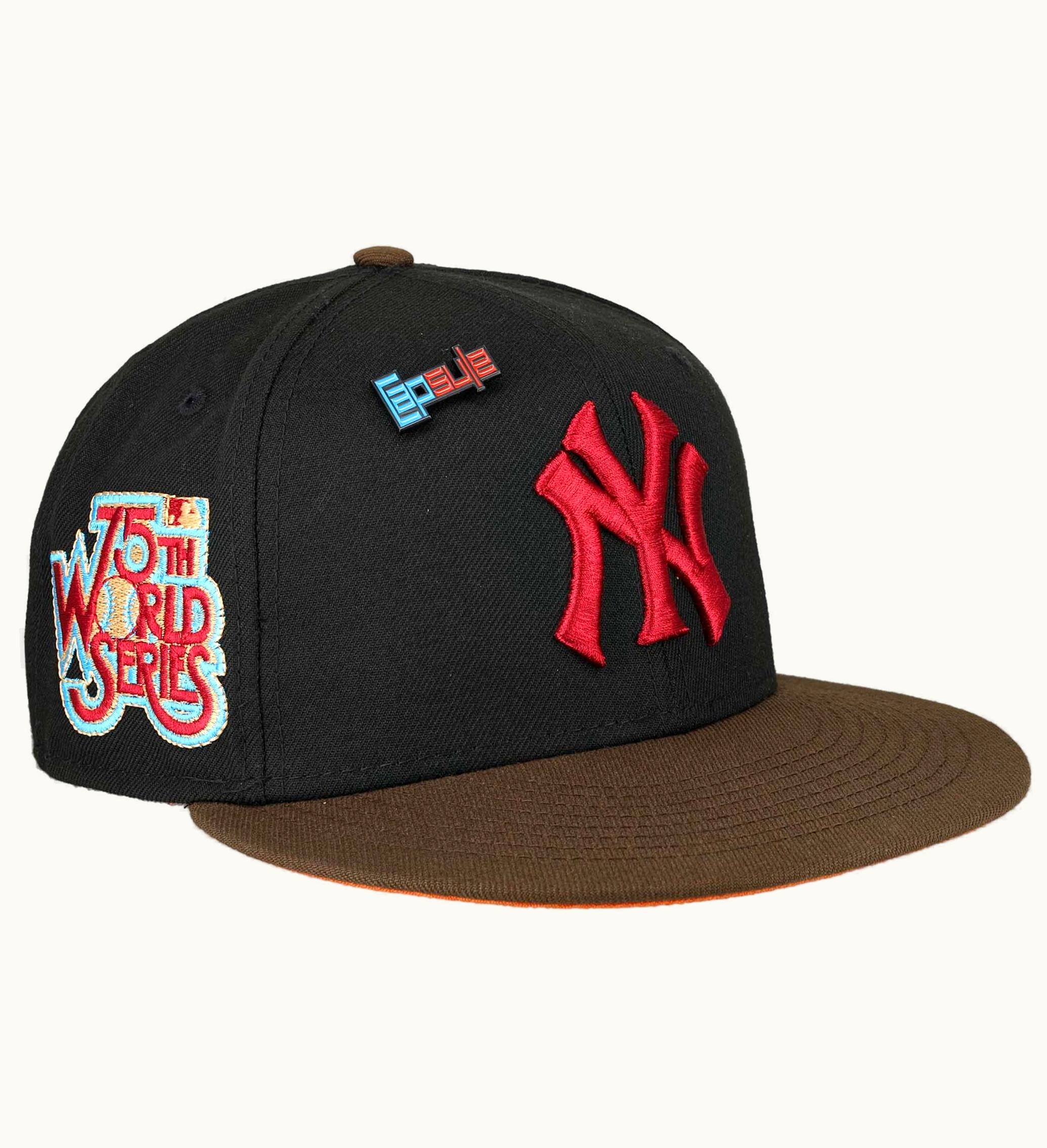 New Era New Era New York Yankees Capsule Nos Collection 75th World Series Patch 59fifty Fitted Hat Black Orange