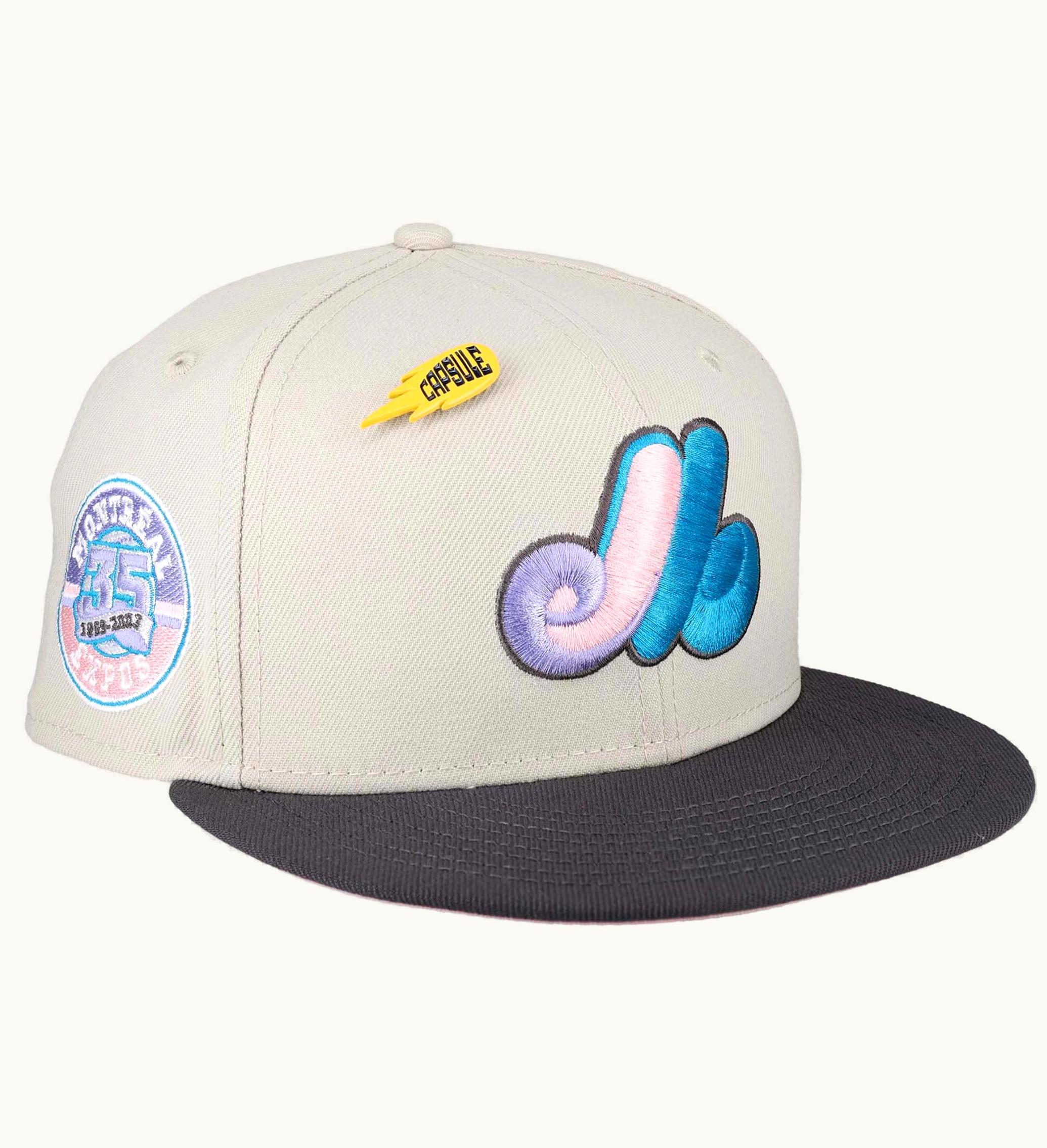New Era New Era Montreal Expos Capsule Comet Collection 35 Years 59fifty Fitted Hat Grey Pink