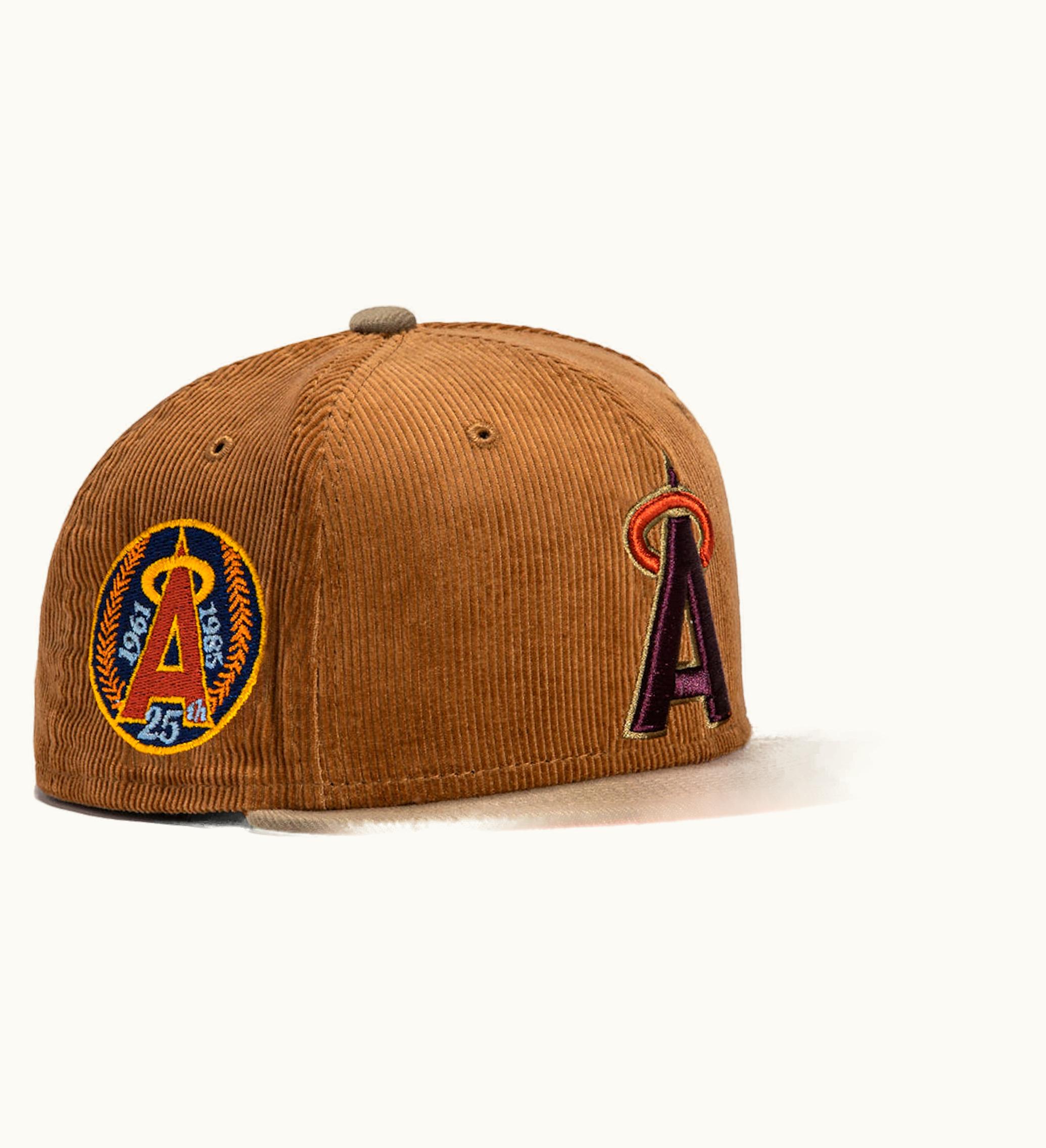 New Era New Era X Hat Club Exclusive Cord Dream Los Angeles Angels 25th Anniversary Patch 59fifty Fitted Hat Khaki
