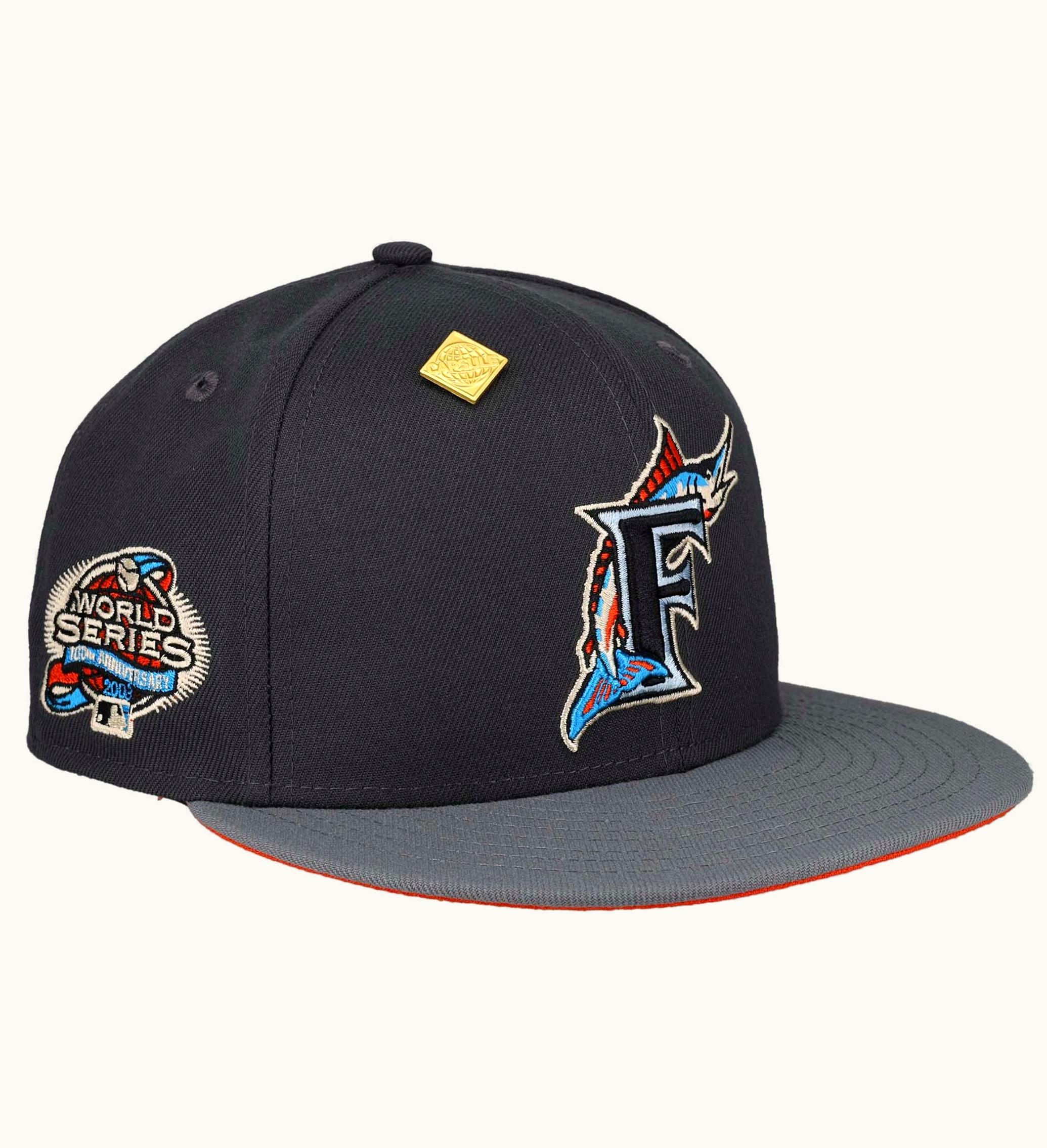 New Era New Era Florida Marlins 2003 World Series Capsule Hats Exclusive 59fifty Fitted Hat Grey Orange