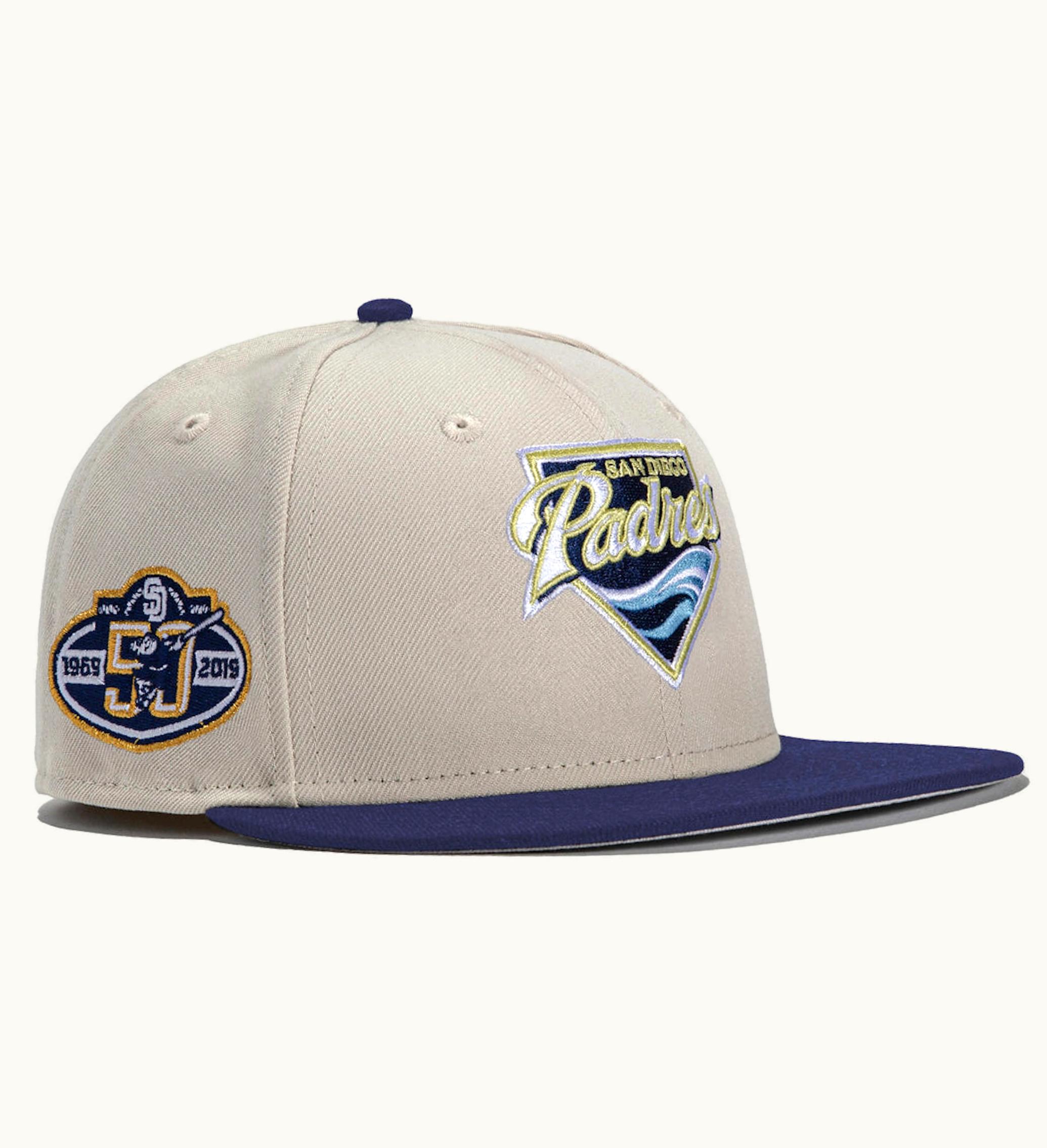 New Era X Hat Club Exclusive Stone Dome San Diego Padres 50th Anniversary Patch Logo 59fifty Fitted Hat Stone