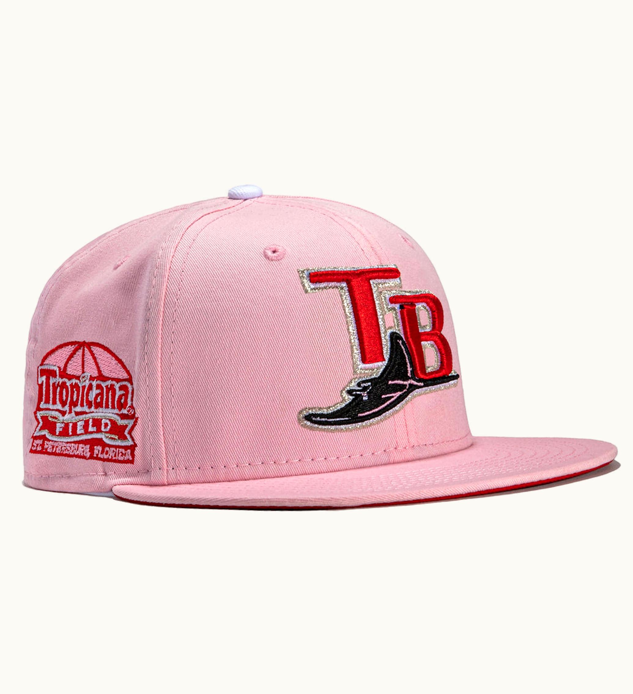 New Era X Hat Club Tampa Bay Rays Tropicana Field Patch Strawberry Jam 59fifty Fitted Hat Pink