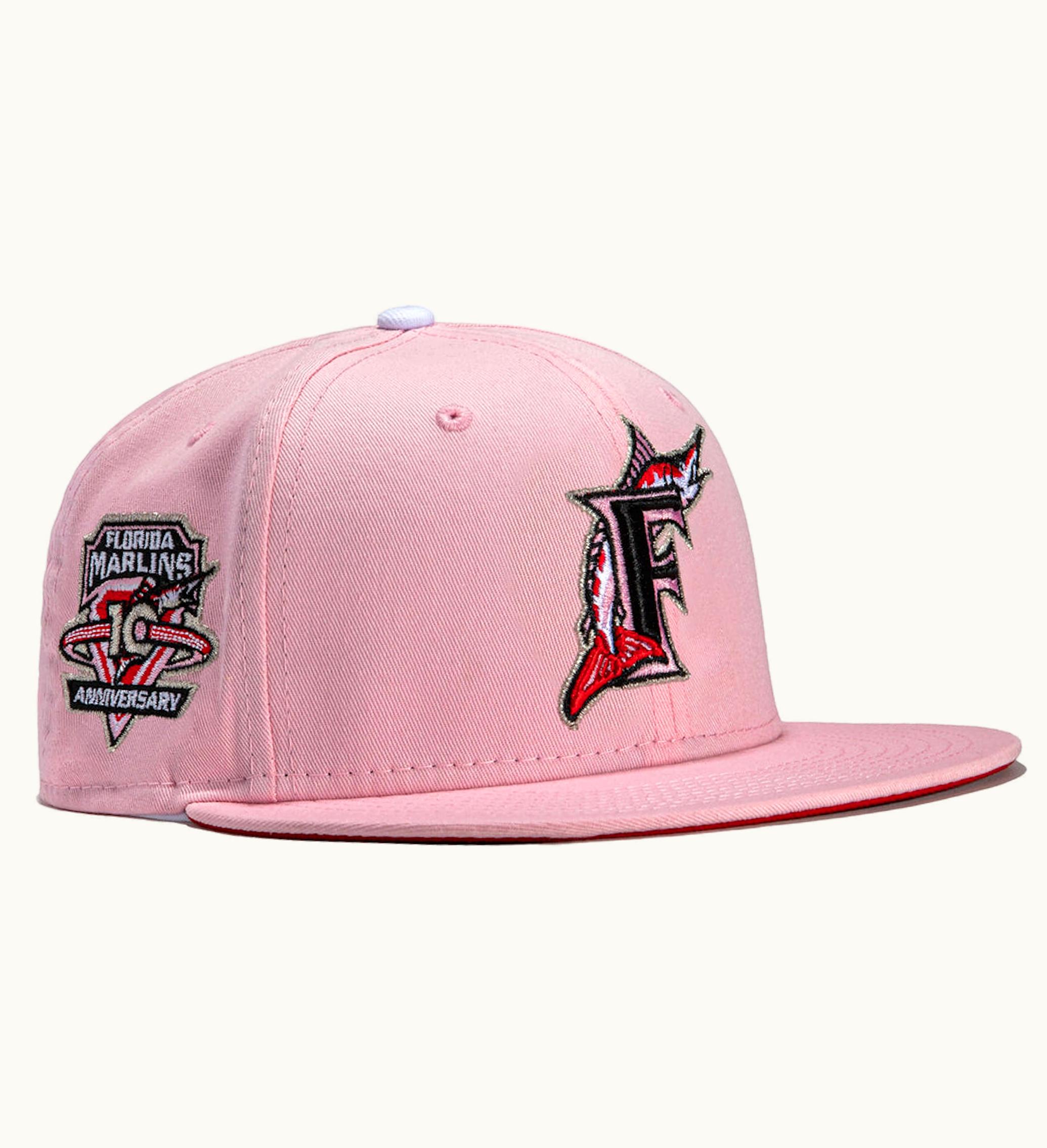 New Era X Hat Club Miami Marlins 10th Anniversary Patch Strawberry Jam 59fifty Fitted Hat Pink