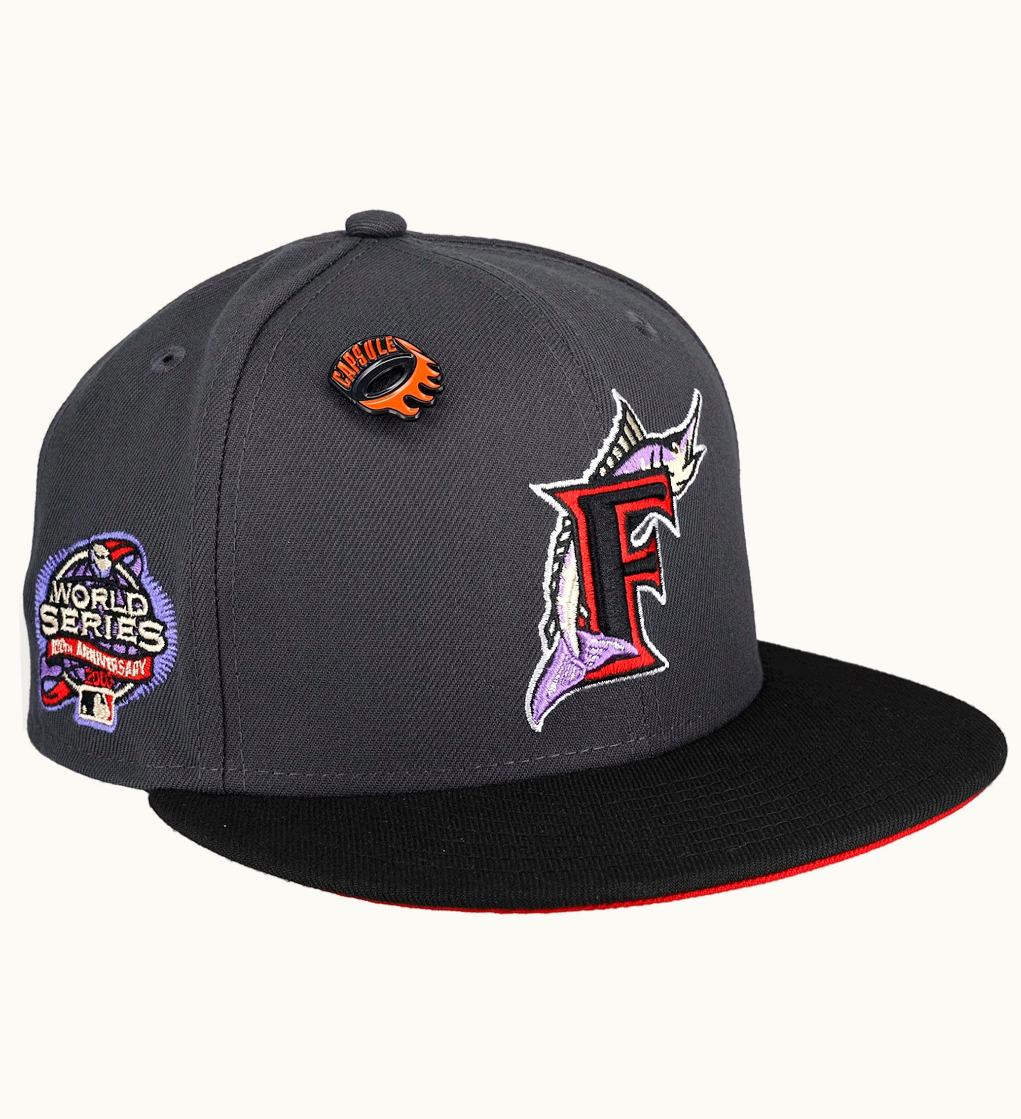 New Era New Era Florida Marlins Capsule Burning Rubber 2003 World Series Fitted Hat 59fifty Fitted Hat Grey Orange