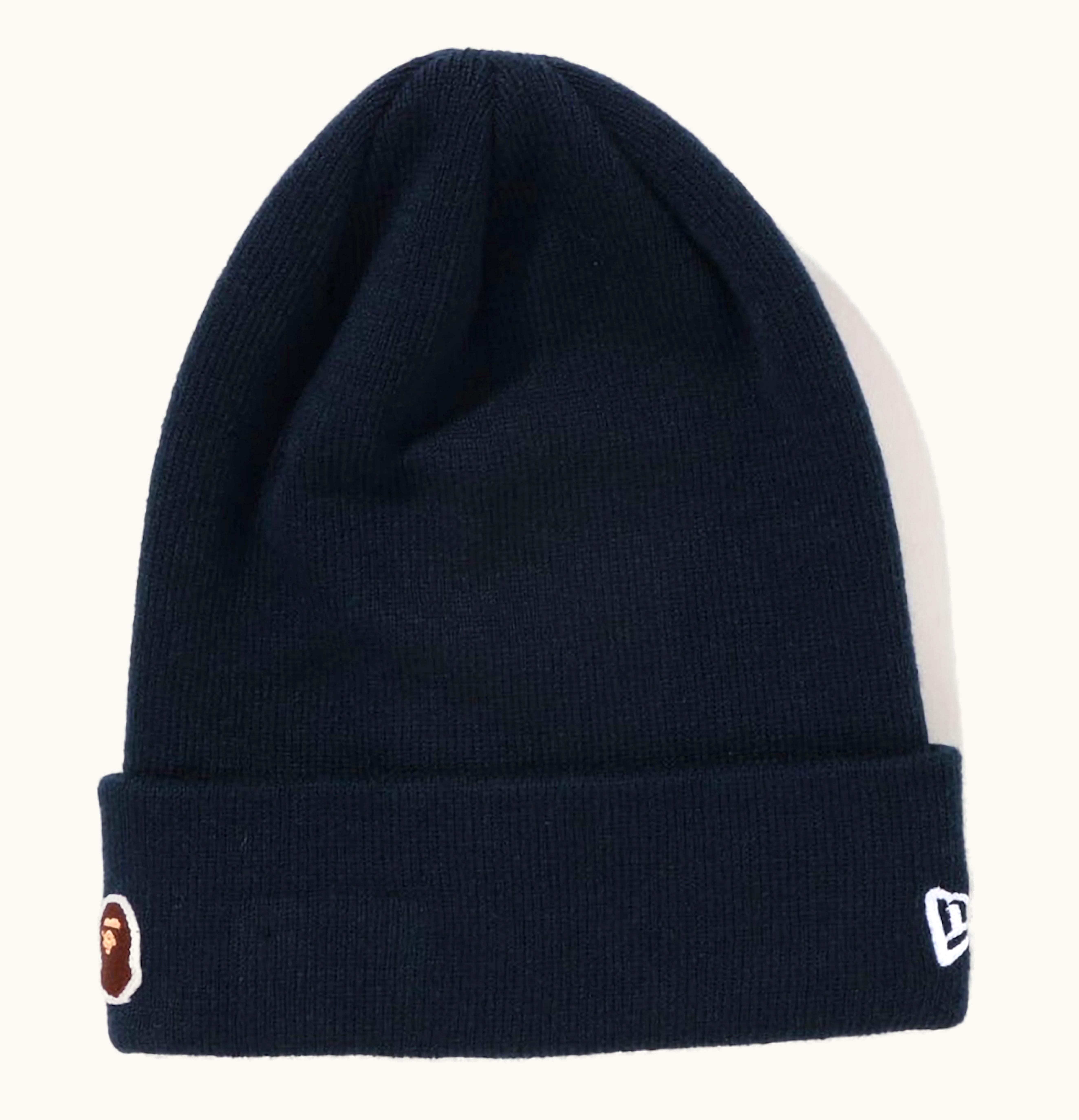 BAPE BAPE Ape Head One Point New Era Knit Beanie Navy