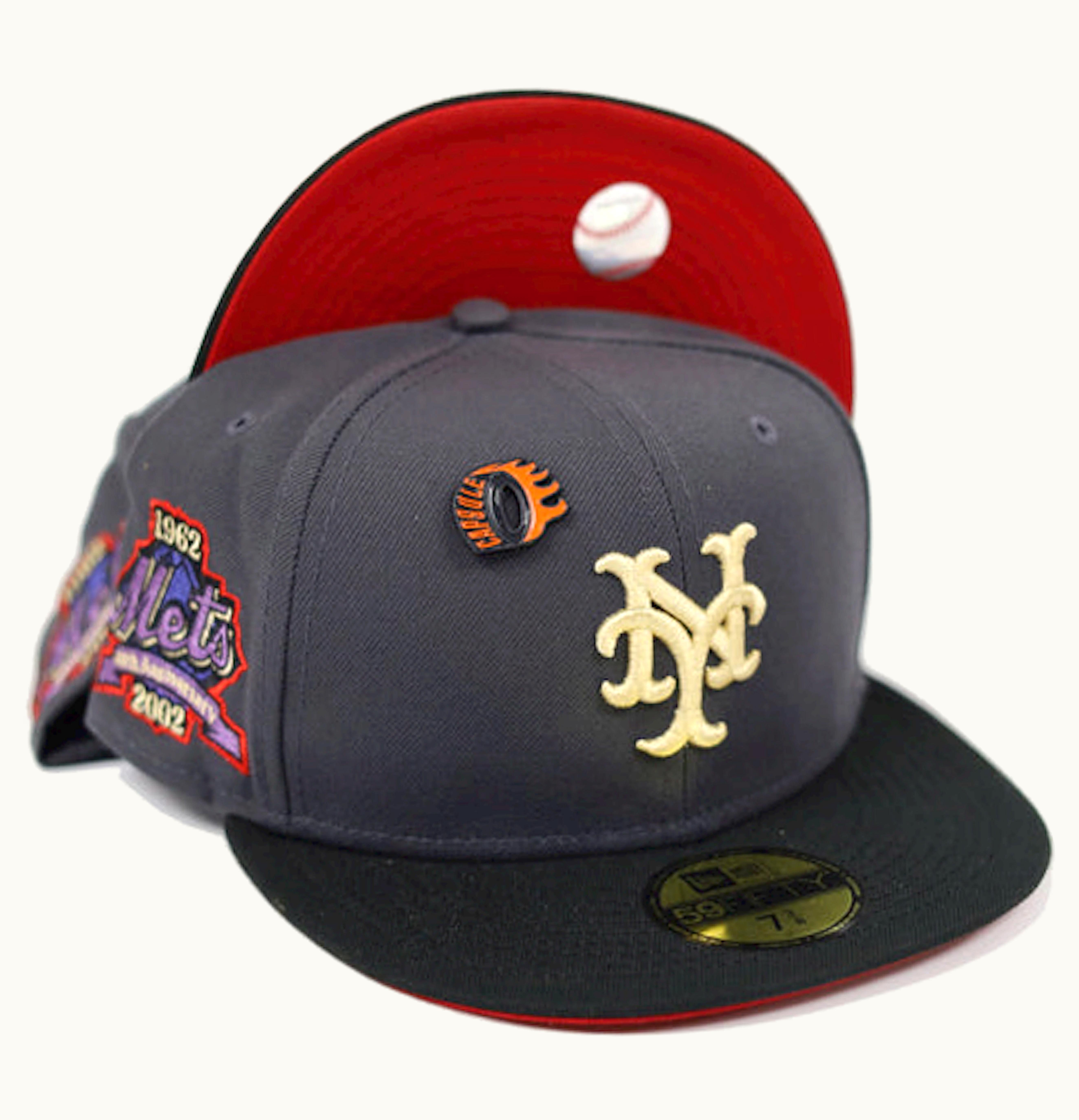 New Era New York Mets 40th Anniversary Patch Fitted Hat Fitted Hat Grey Red