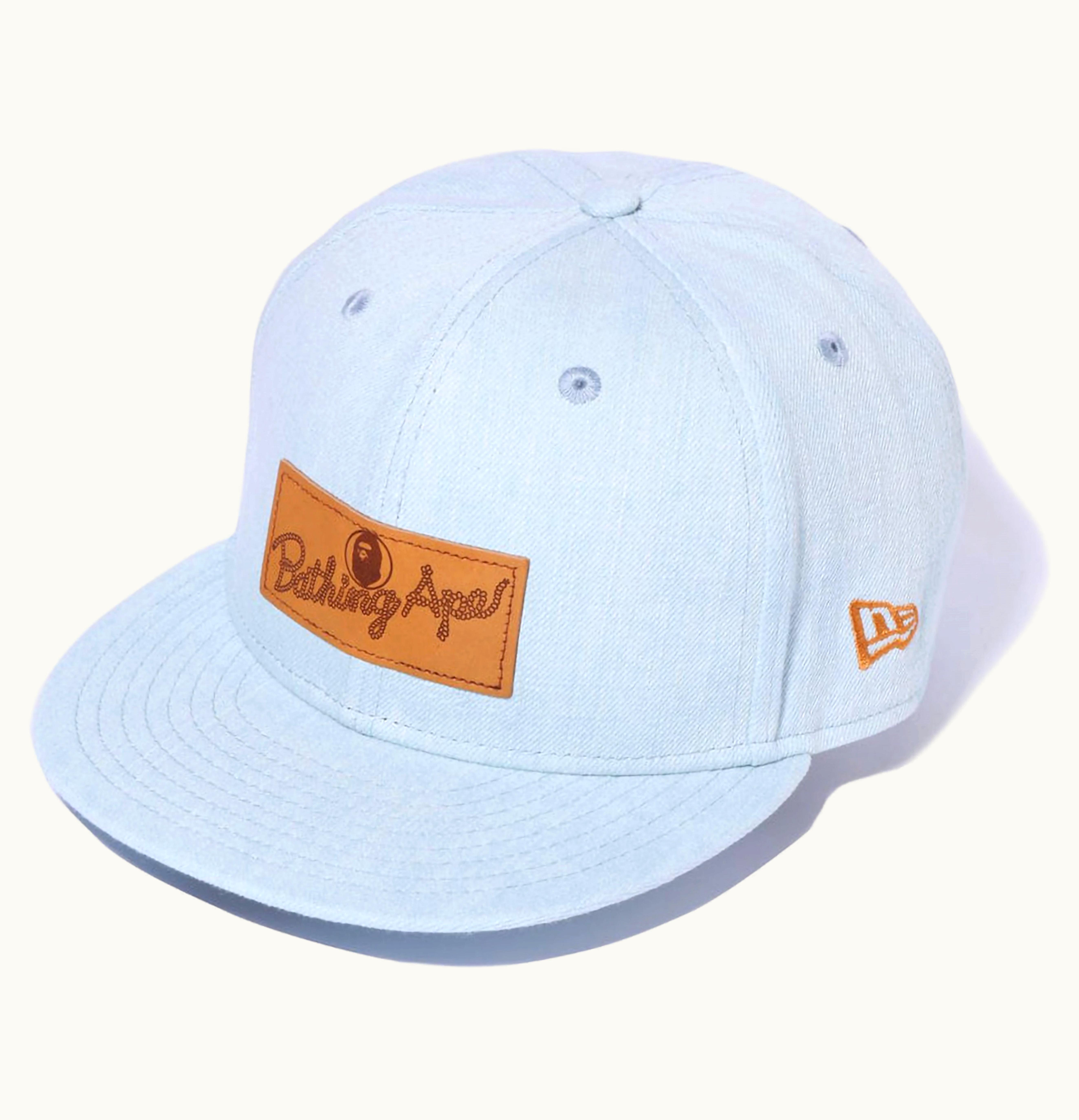 BAPE BAPE Leather Patch 9fifty New Era Cap Light Indigo