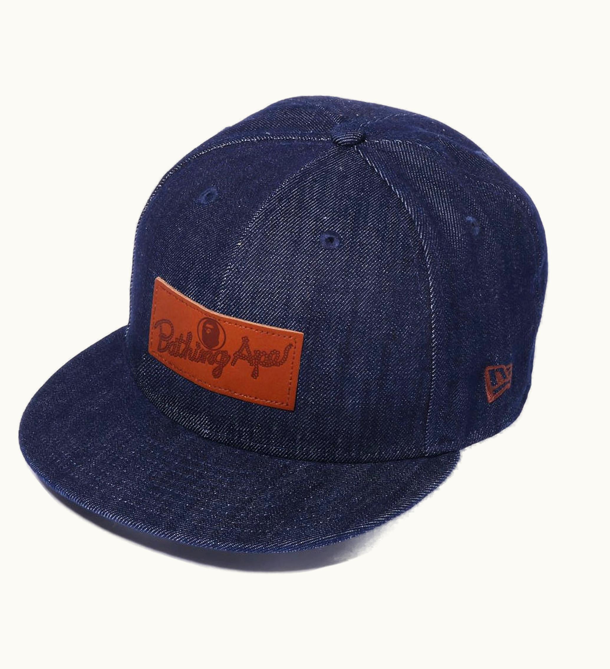 BAPE BAPE Leather Patch 9fifty New Era Cap Indigo