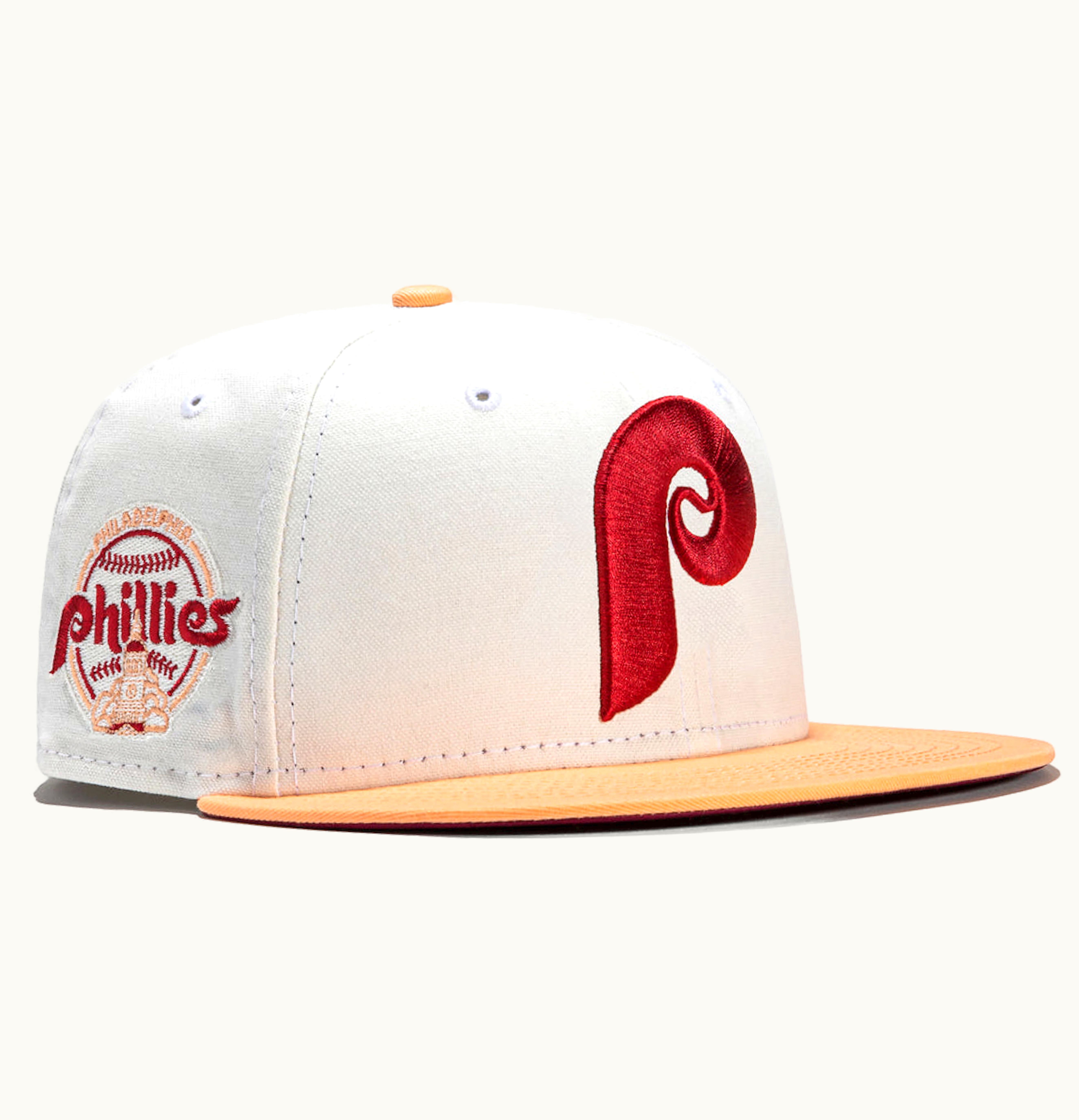 New Era New Era Philadelphia Phillies Monaco 1982 Logo Patch Hat Club Exclusive 59fifty Fitted Hat Stone Peach