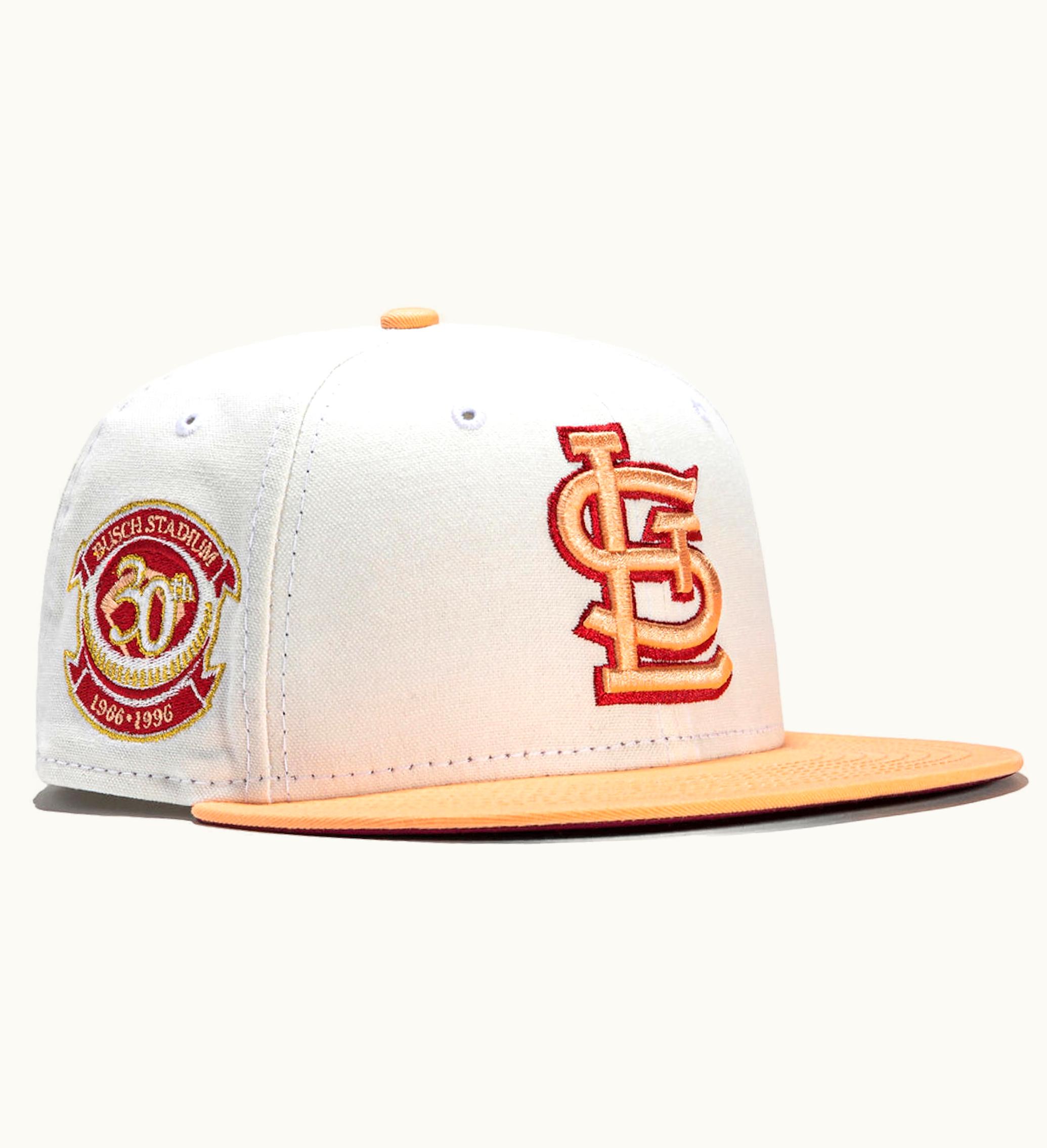 New Era St Louis Cardinals Monaco 30th Anniversary Stadium Patch Hat Club Exclusive 59fifty Fitted Hat Stone Peach