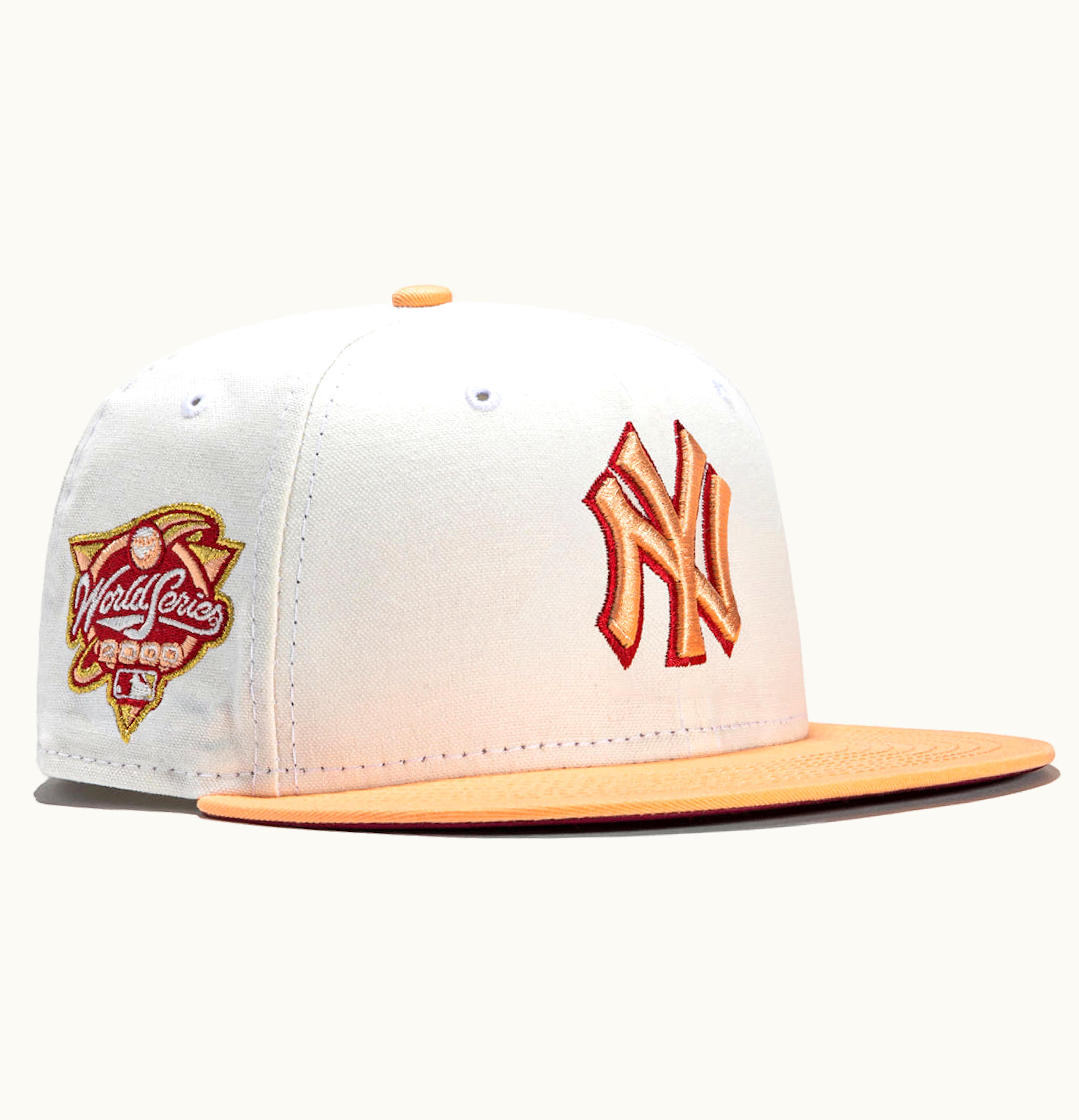 New Era New York Yankees Monaco 2000 World Series Patch Hat Club Exclusive 59fifty Fitted Hat Stone Peach