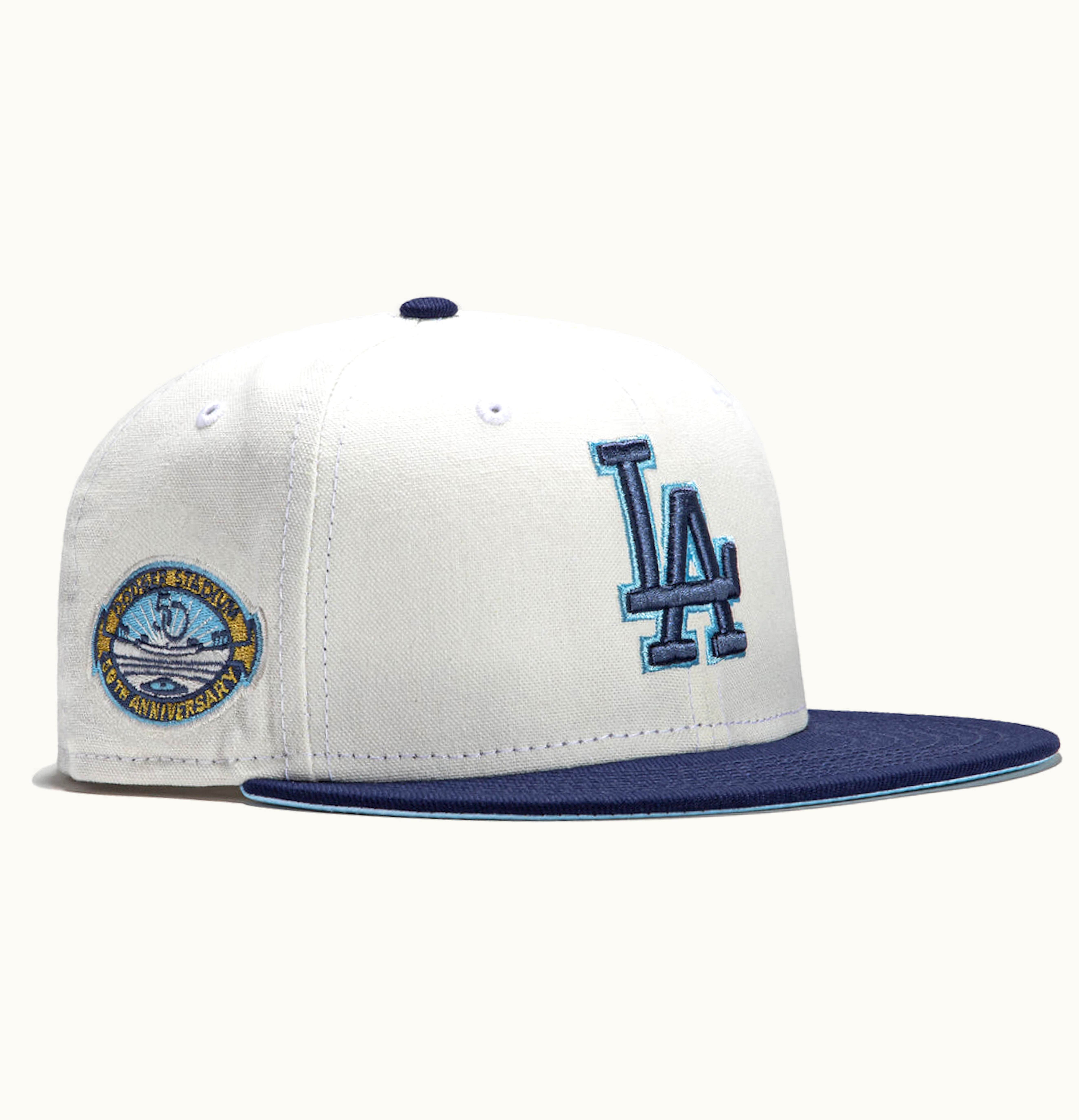 New Era New Era Los Angeles Dodgers Monaco 50th Anniversary Stadium Patch Hat Club Exclusive 59fifty Fitted Hat Stone Peach