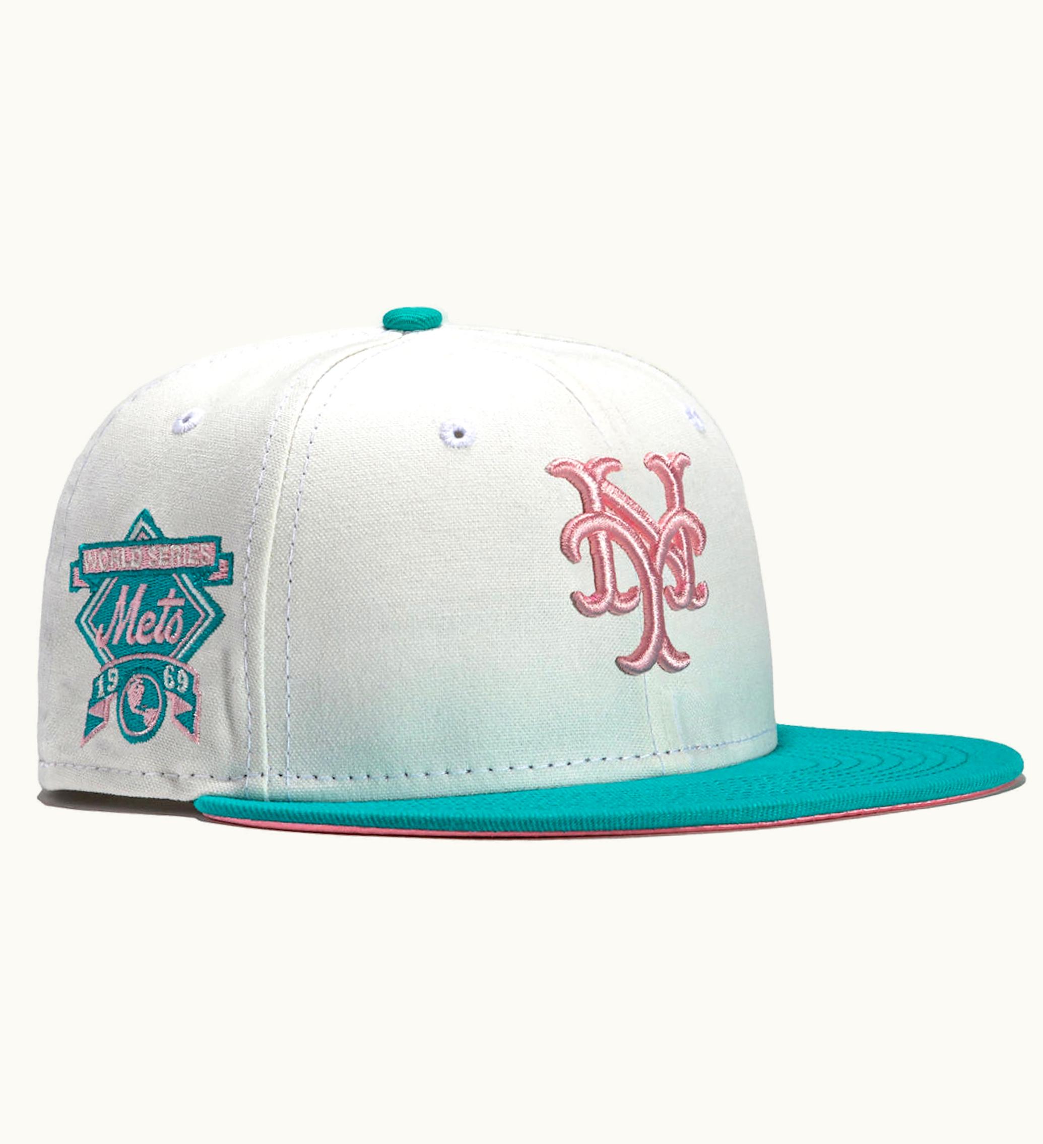 New Era New Era New York Mets Monaco 1969 World Series Patch Hat Club Exclusive 59fifty Fitted Hat Stone Peach