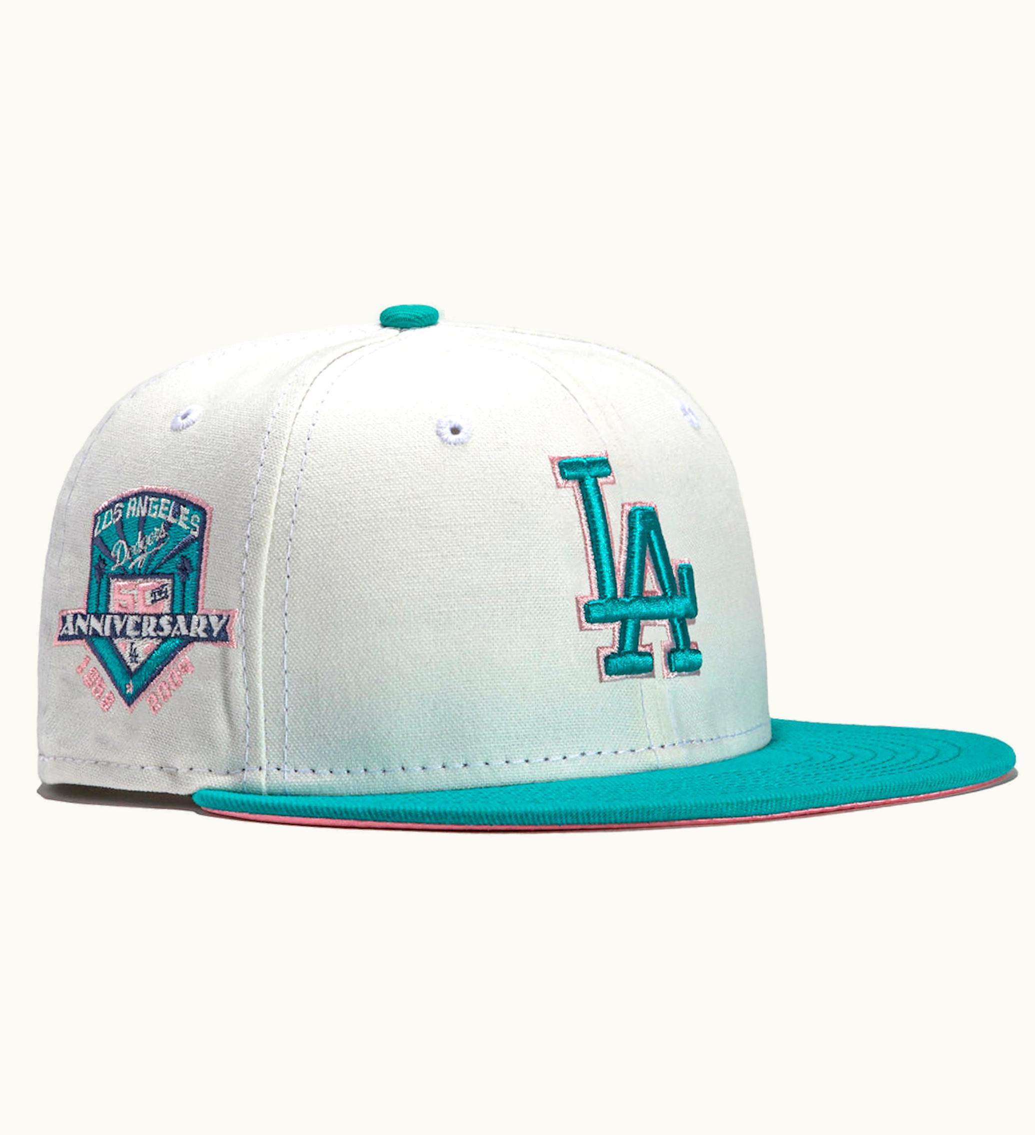 New Era New Era Los Angeles Dodgers Monaco 50th Anniversary Patch Hat Club Exclusive 59fifty Fitted Hat Stone Peach