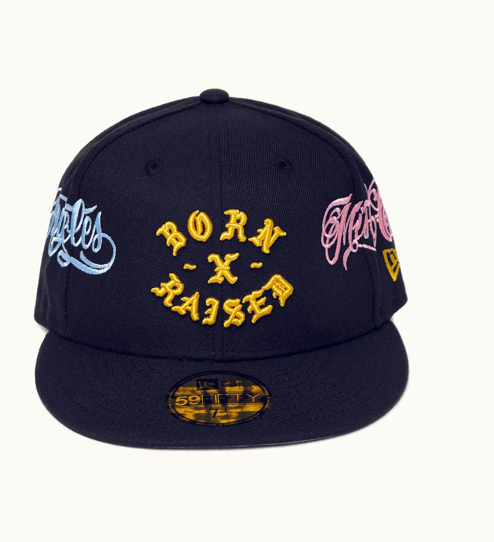 Born X Raised X Mister Cartoon X New Era Rocker 59fifty Fitted Hat Navy
