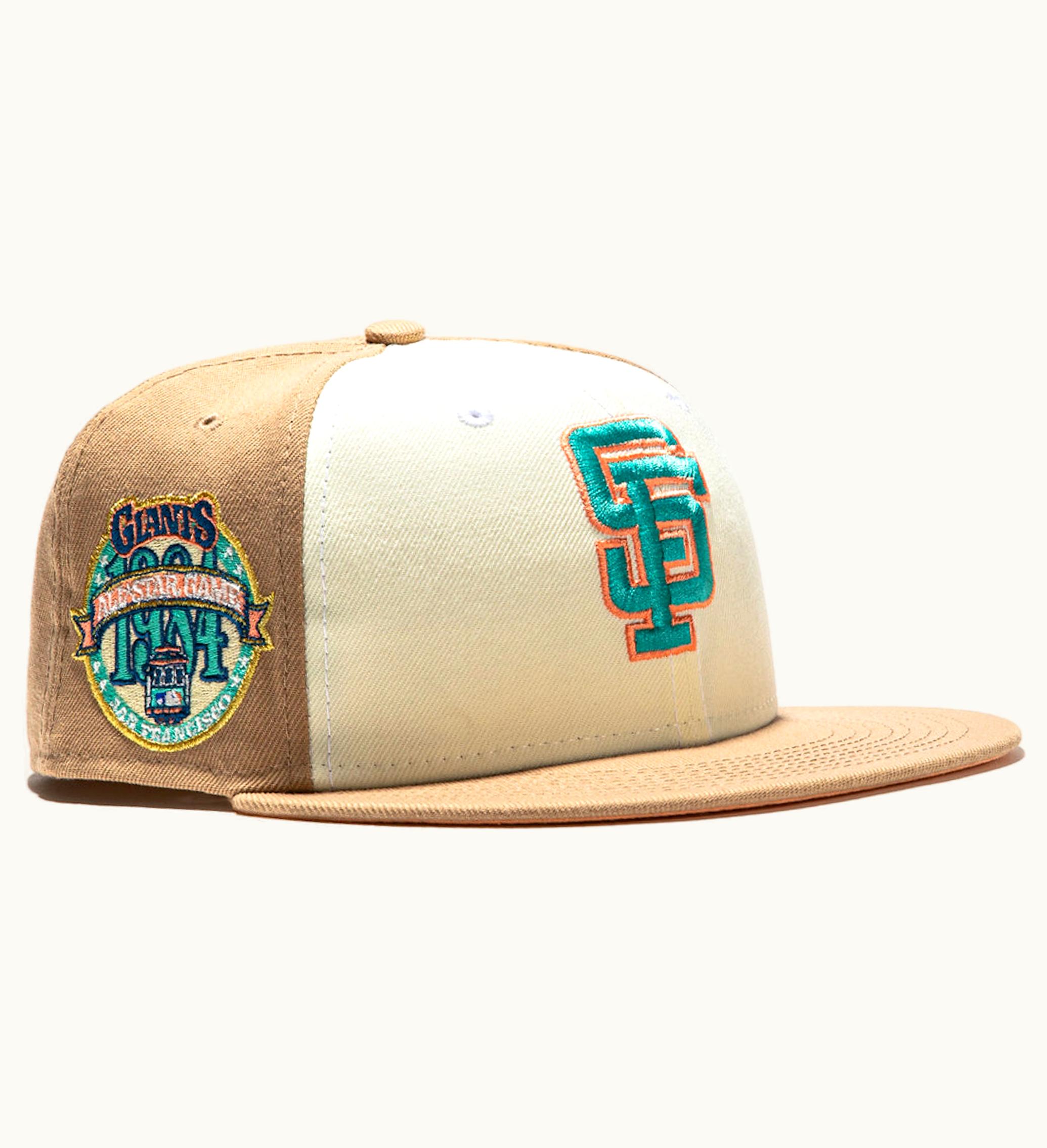 New Era New Era San Francisco Giants Sugar Shack 20 1984 All Star Game Patch Rail Hat Club Exclusive 59fifty Fitted Hat White Tan Peach