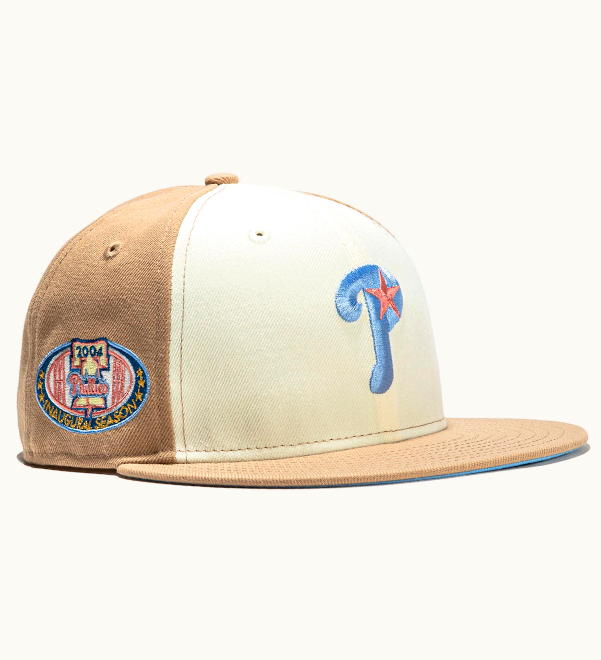 New Era New Era Philadelphia Phillies Sugar Shack 20 Inaugural Patch Rail Hat Club Exclusive 59fifty Fitted Hat White Tan Peach