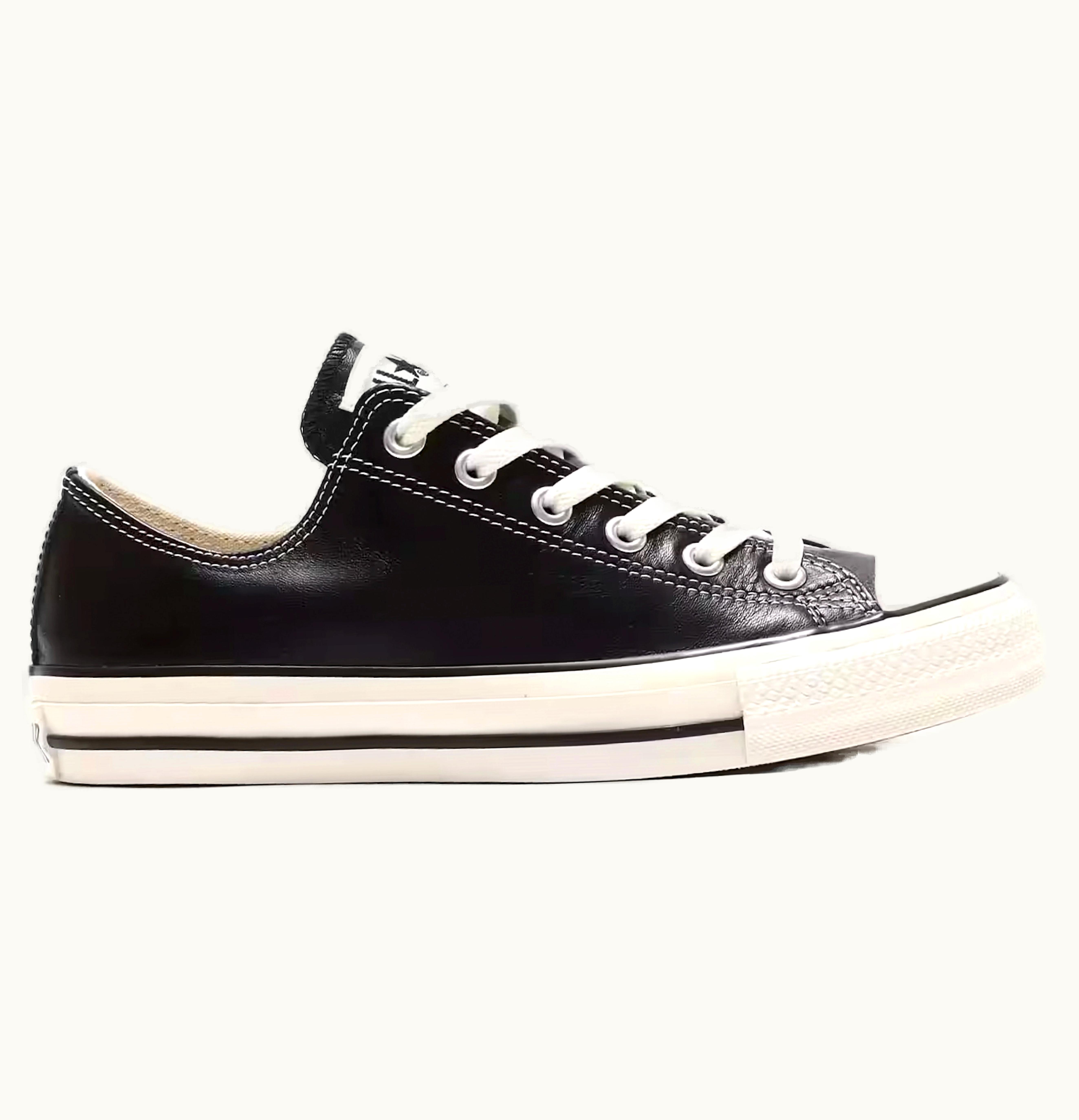 Converse All Star Olive Green Leather Ox Black