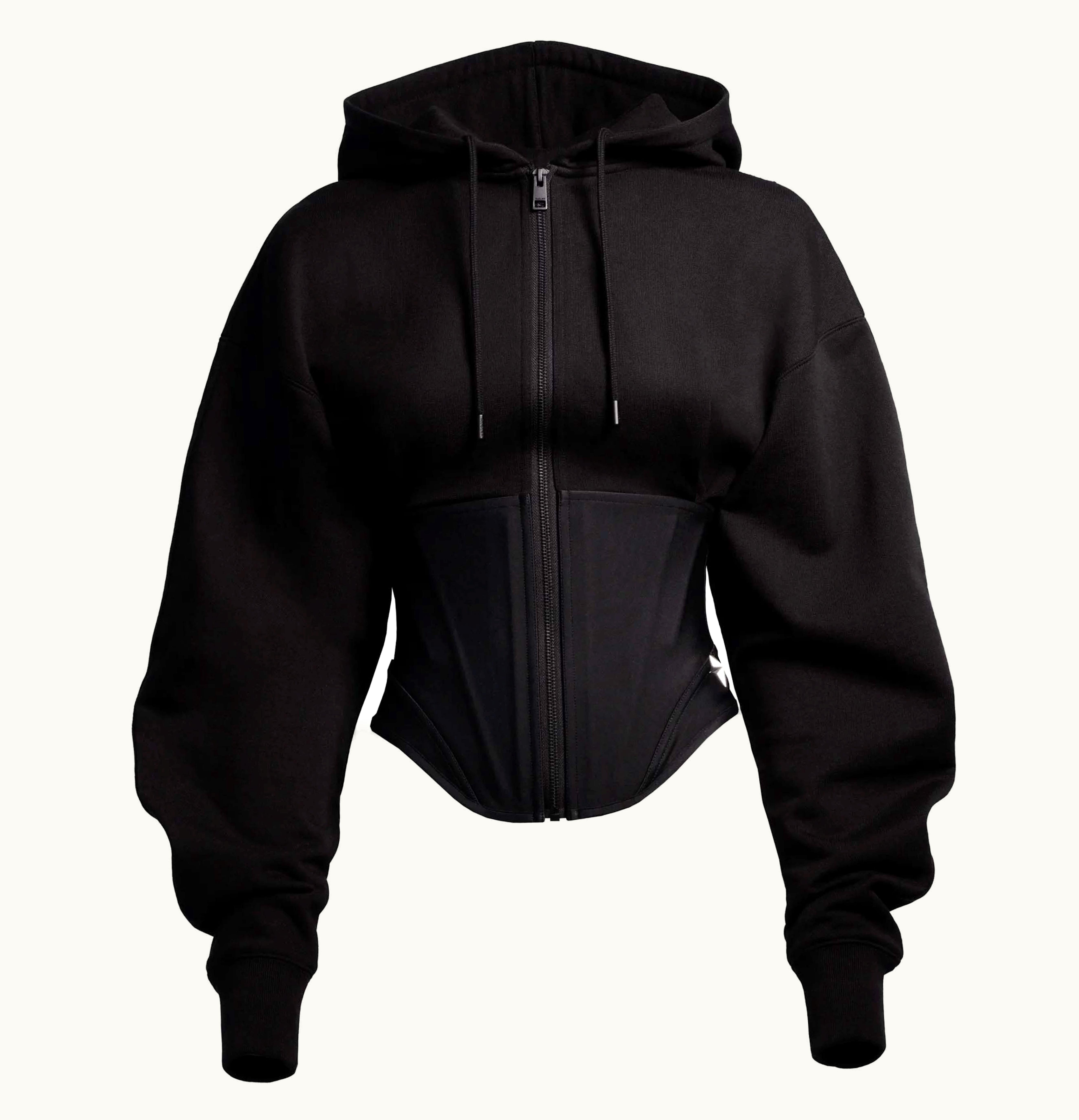 Mugler Mugler HM Corset Waist Hooded Jacket Black