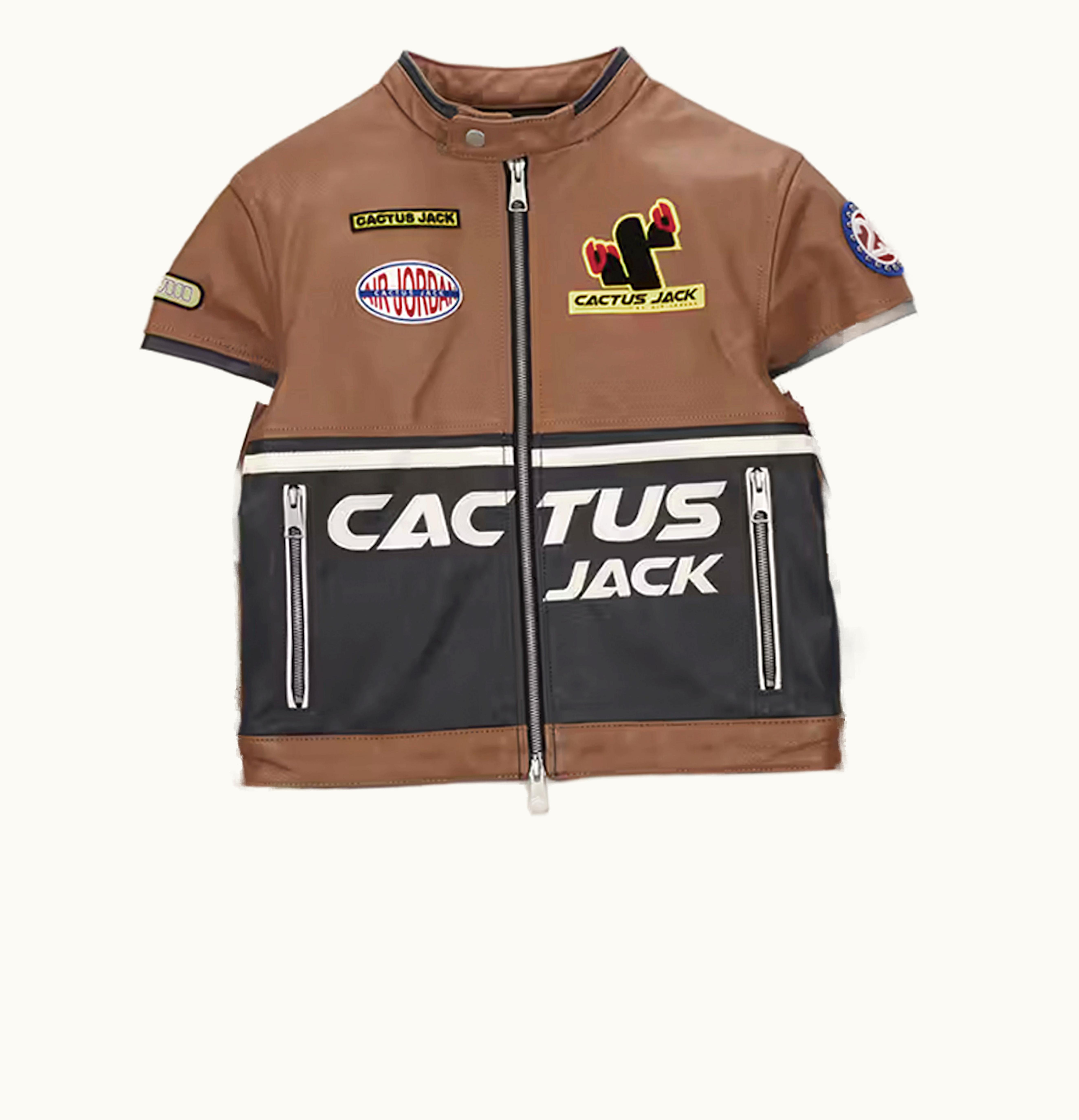 Jordan Jordan X Travis Scott Cactus Jack Womens Leather Jacket Archaeo Brown