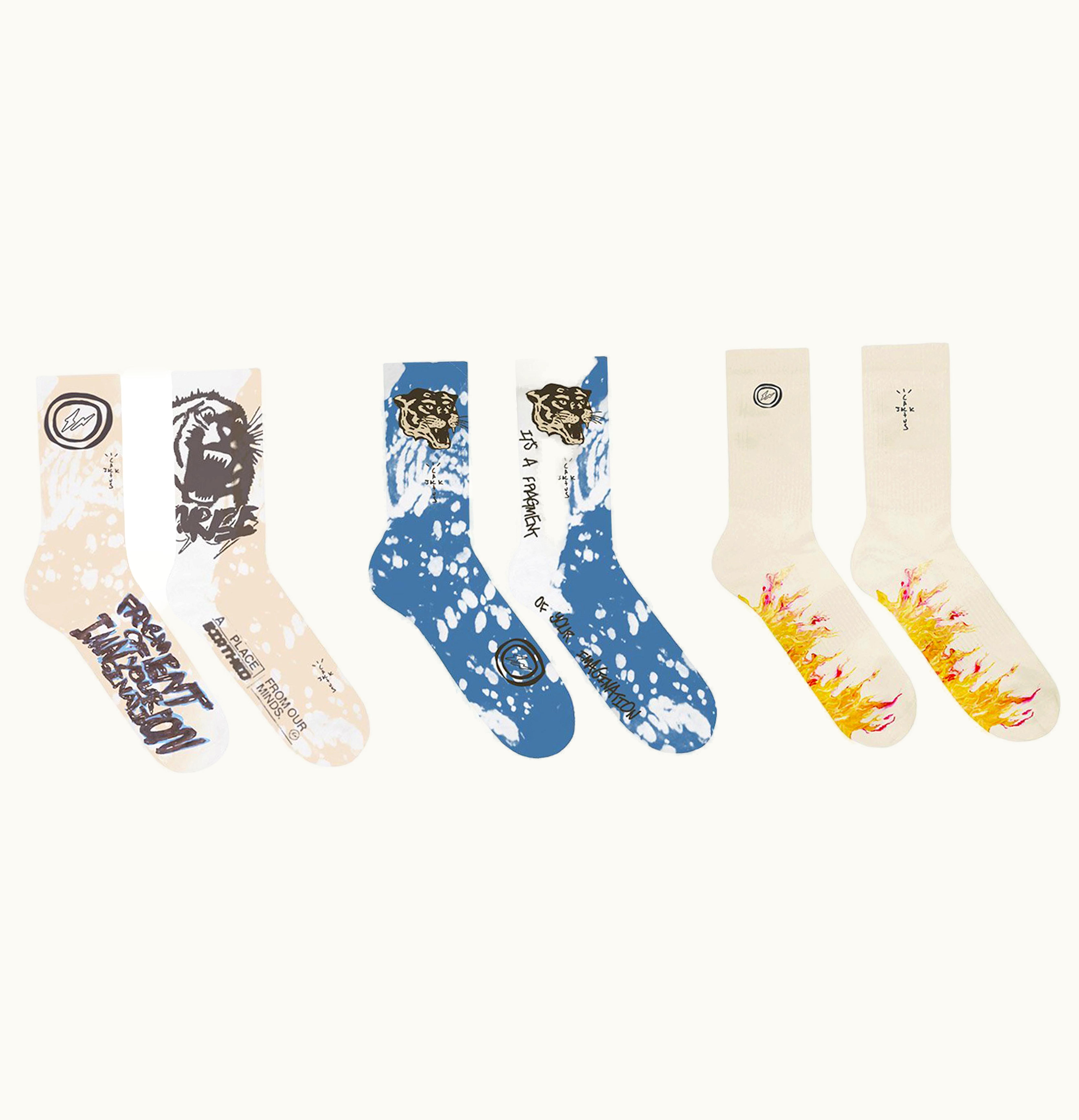 Travis Scott Travis Scott Cactus Jack For Fragment Socks 3 Pack Multi