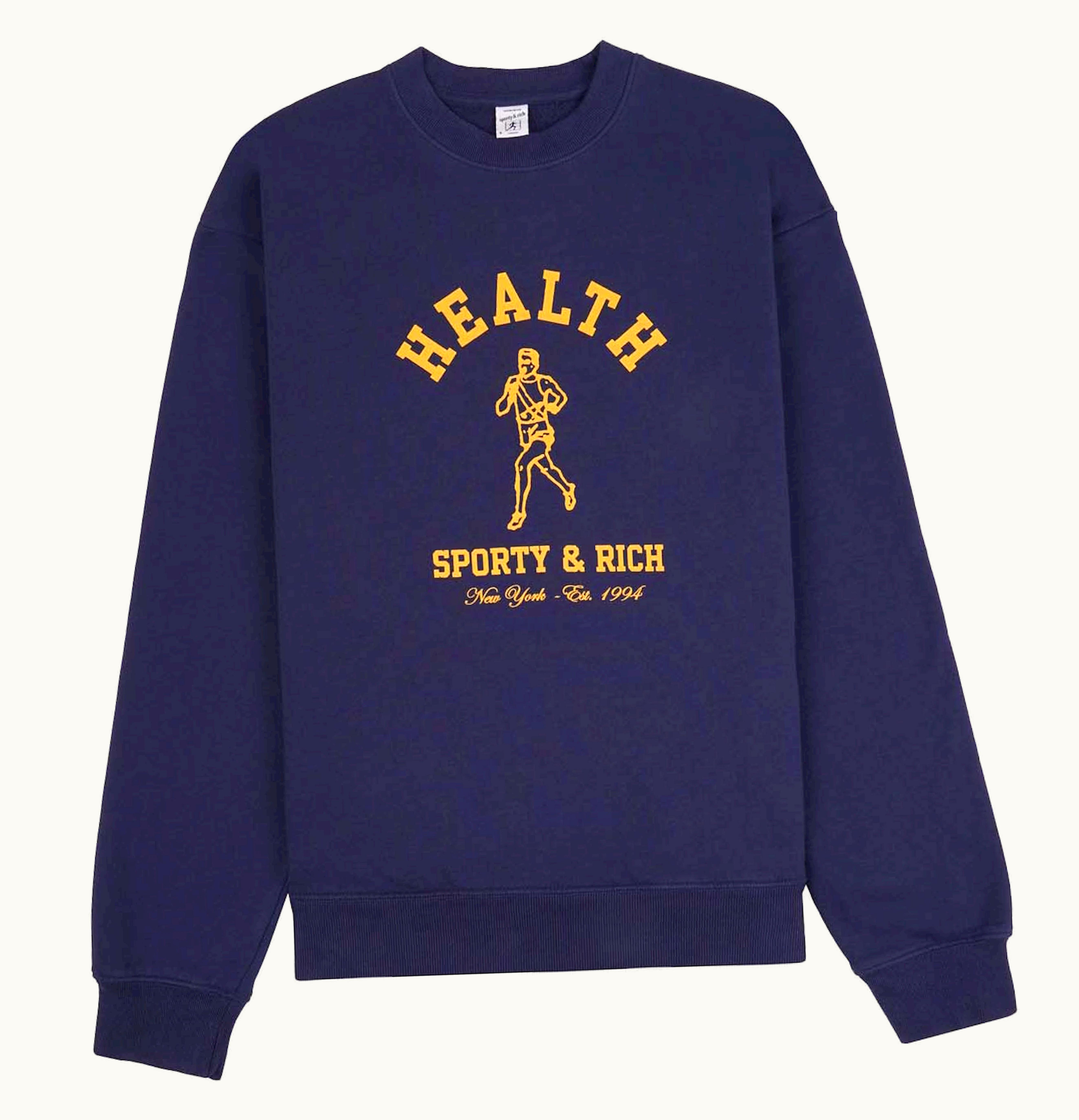 Sporty & Rich Sporty Rich X Adidas Originals NY Running Club Crewneck Navy Gold