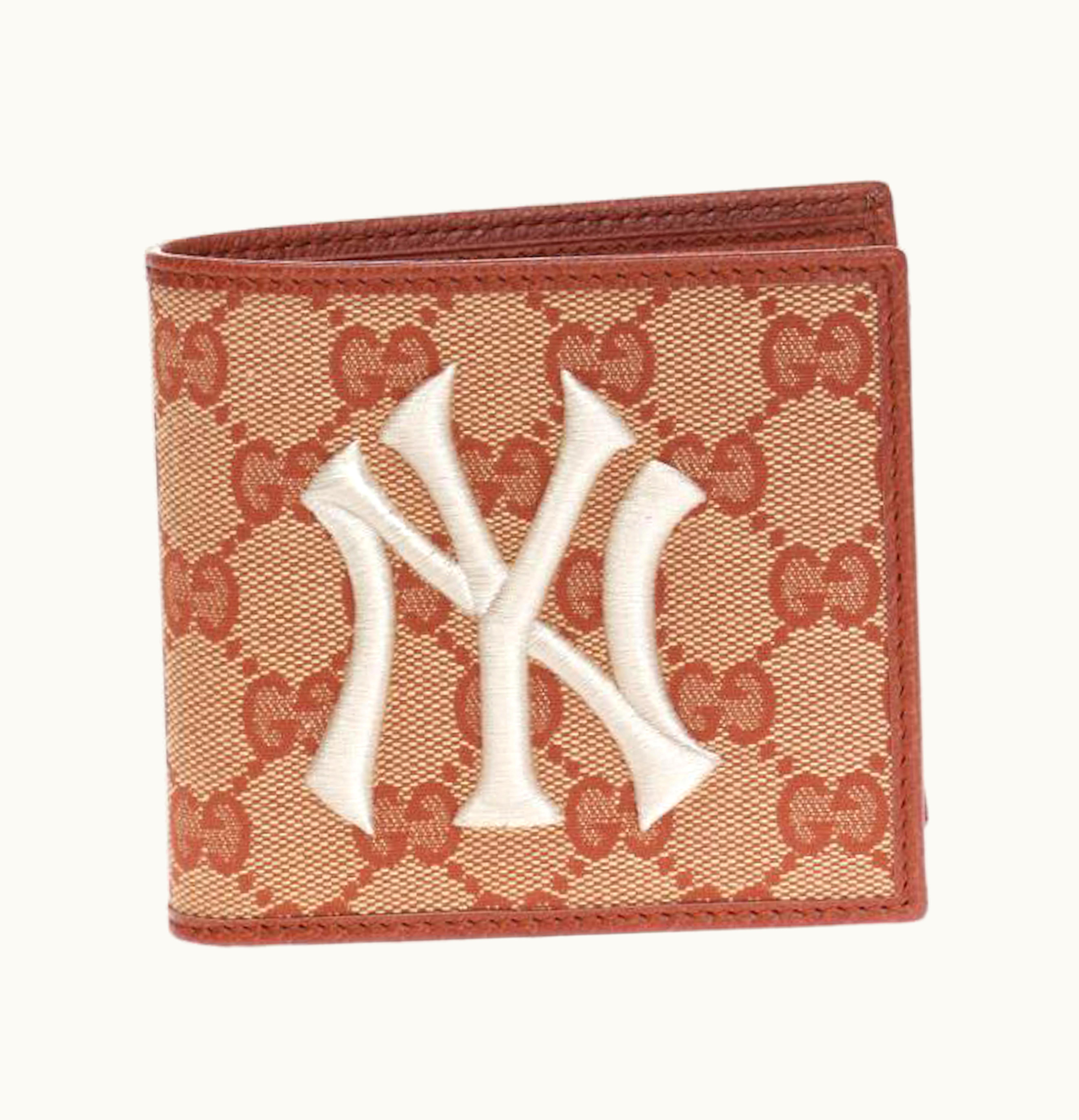 Gucci Gucci x MLB New York Yankees Patch GG Wallet Beige Brick Red
