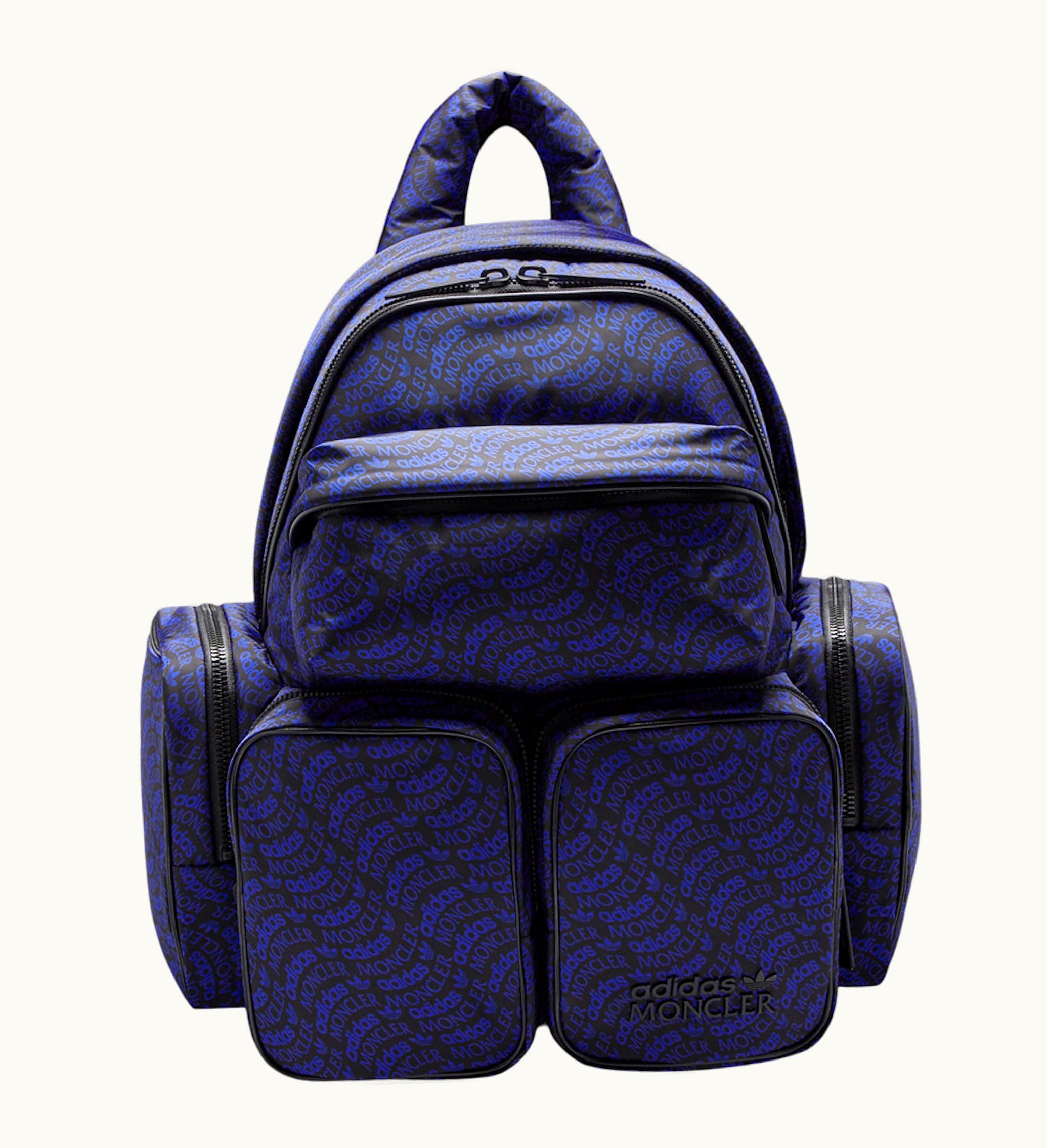 Moncler Moncler X Adidas Originals Logo Print Backpack Black Blue