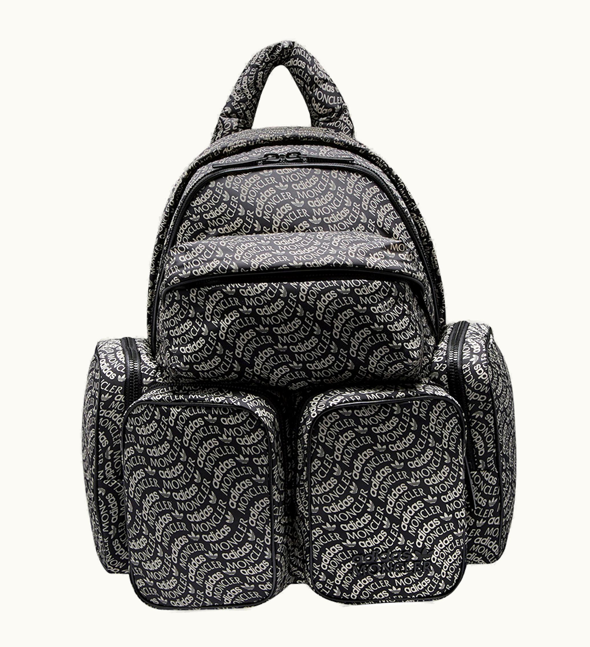 Moncler Moncler X Adidas Originals Logo Print Backpack Black White