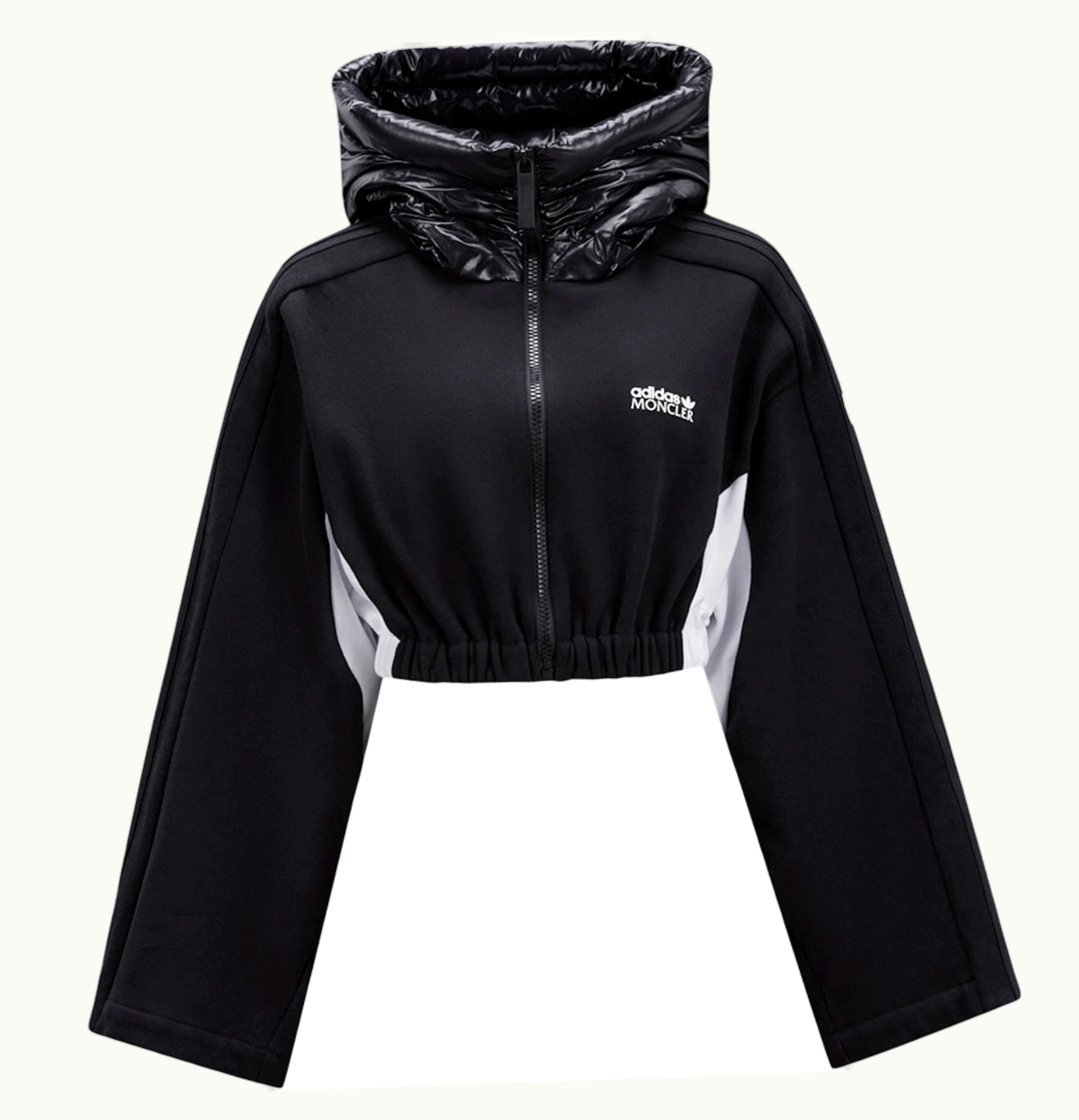 Moncler Moncler X Adidas Originals Fleece Zip Up Hoodie Black White