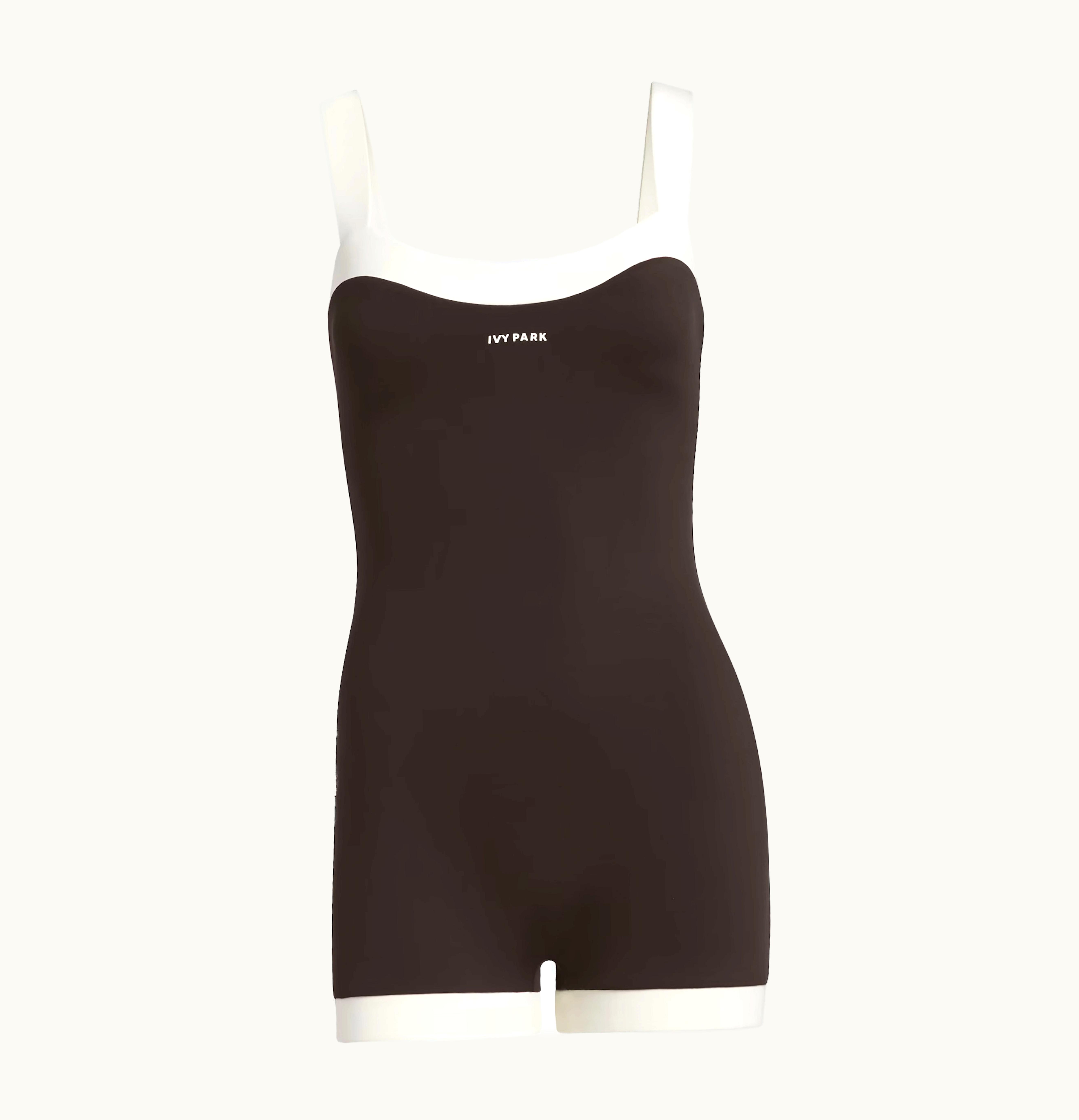 Adidas Adidas Ivy Park 60s Swim Unitard Dark Brown Cream White