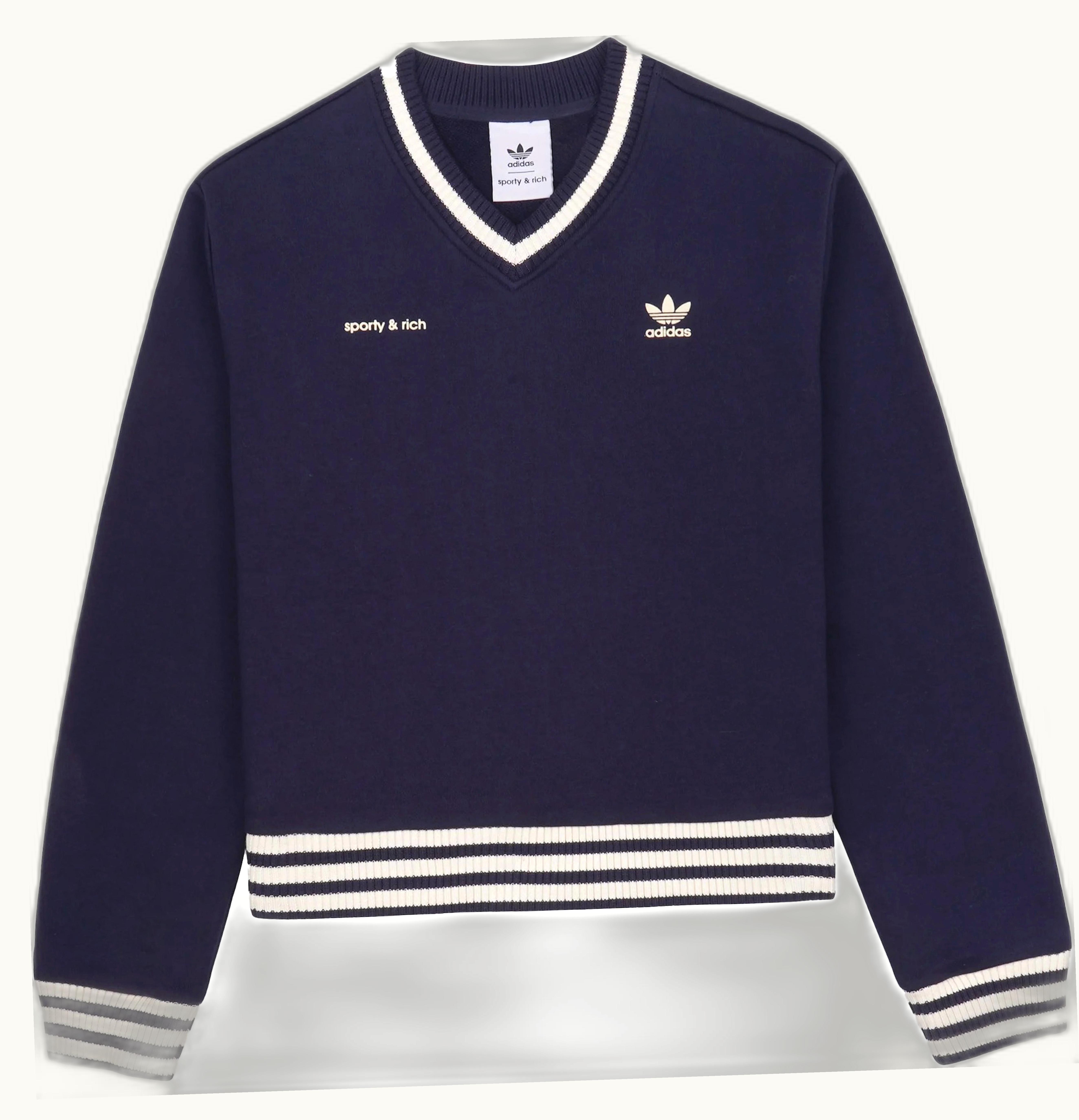 Adidas Adidas Originals X Sporty Rich V Neck Sweatshirt Navy Cream
