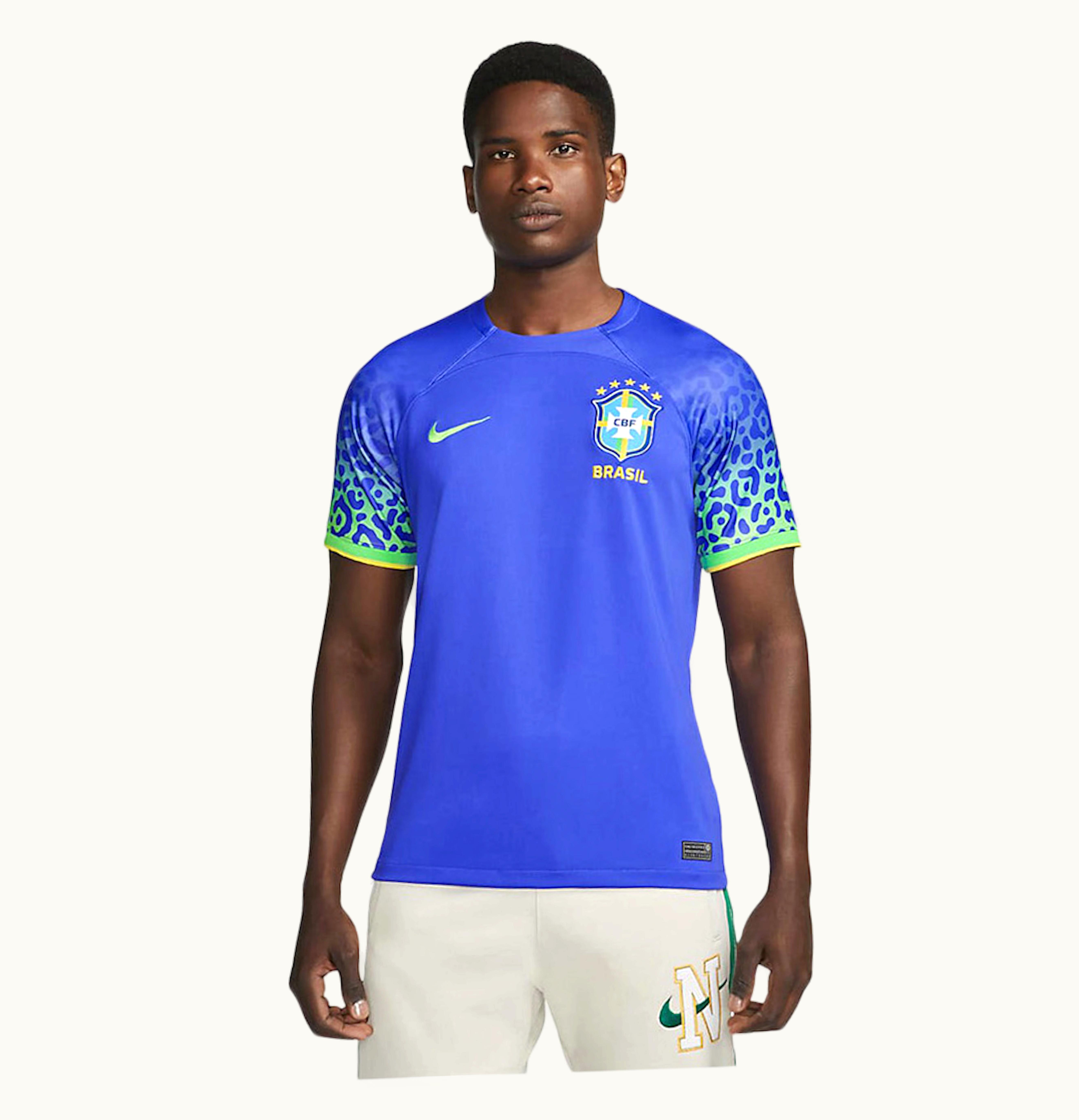 Nike Nike Brazil 2022 23 Stadium Away Jersey Parmount Blue Green Spark Dynamic Yellow Green Spark