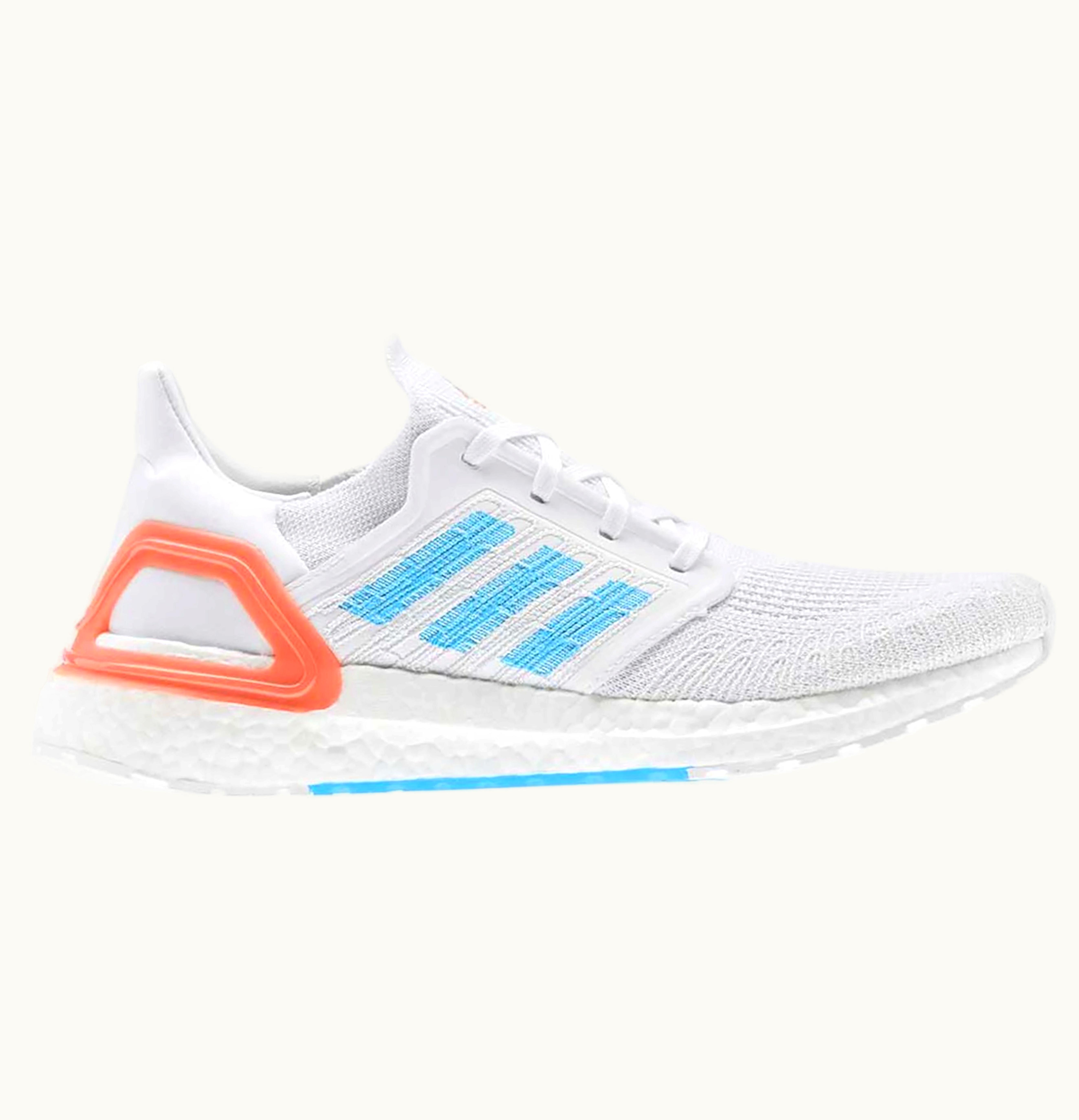 Adidas Ultra Boost 20 White Sharp Blue True Orange