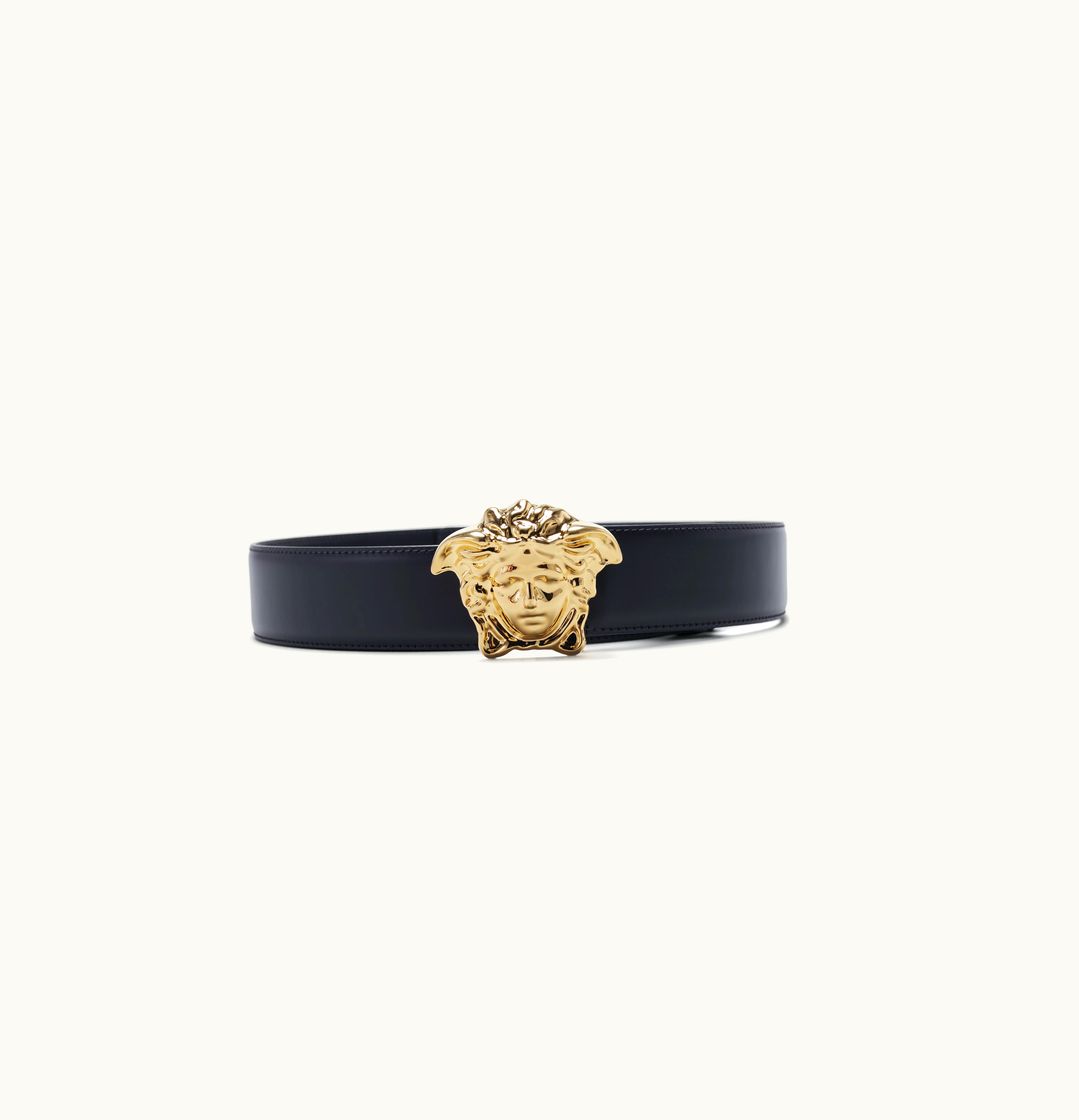 Versace Versace Palazzo Belt with Medusa Buckle Gold tone Black