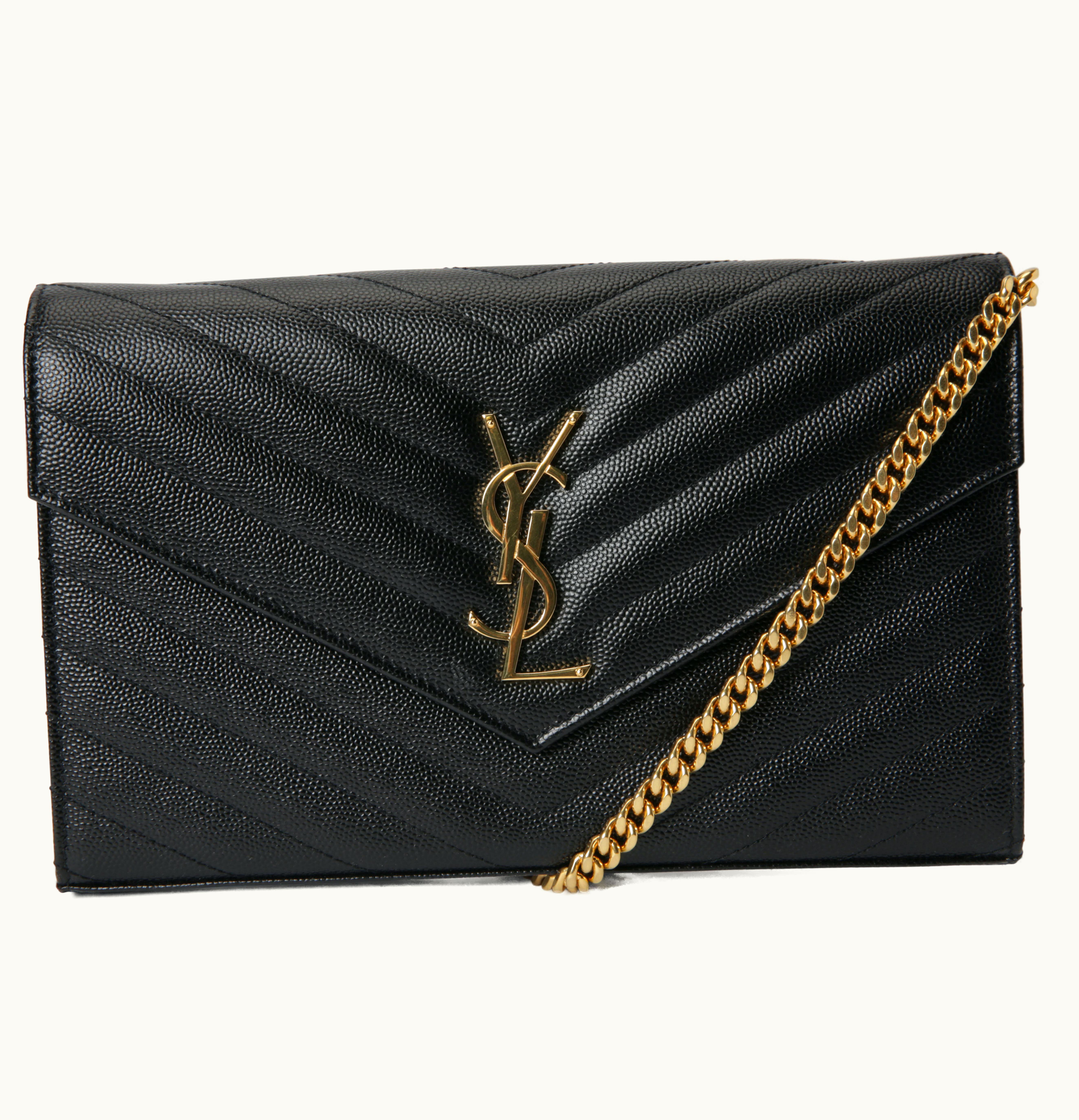 Saint Laurent Saint Laurent Monogram Wallet on Chain Crossbody Matelasse Large Black