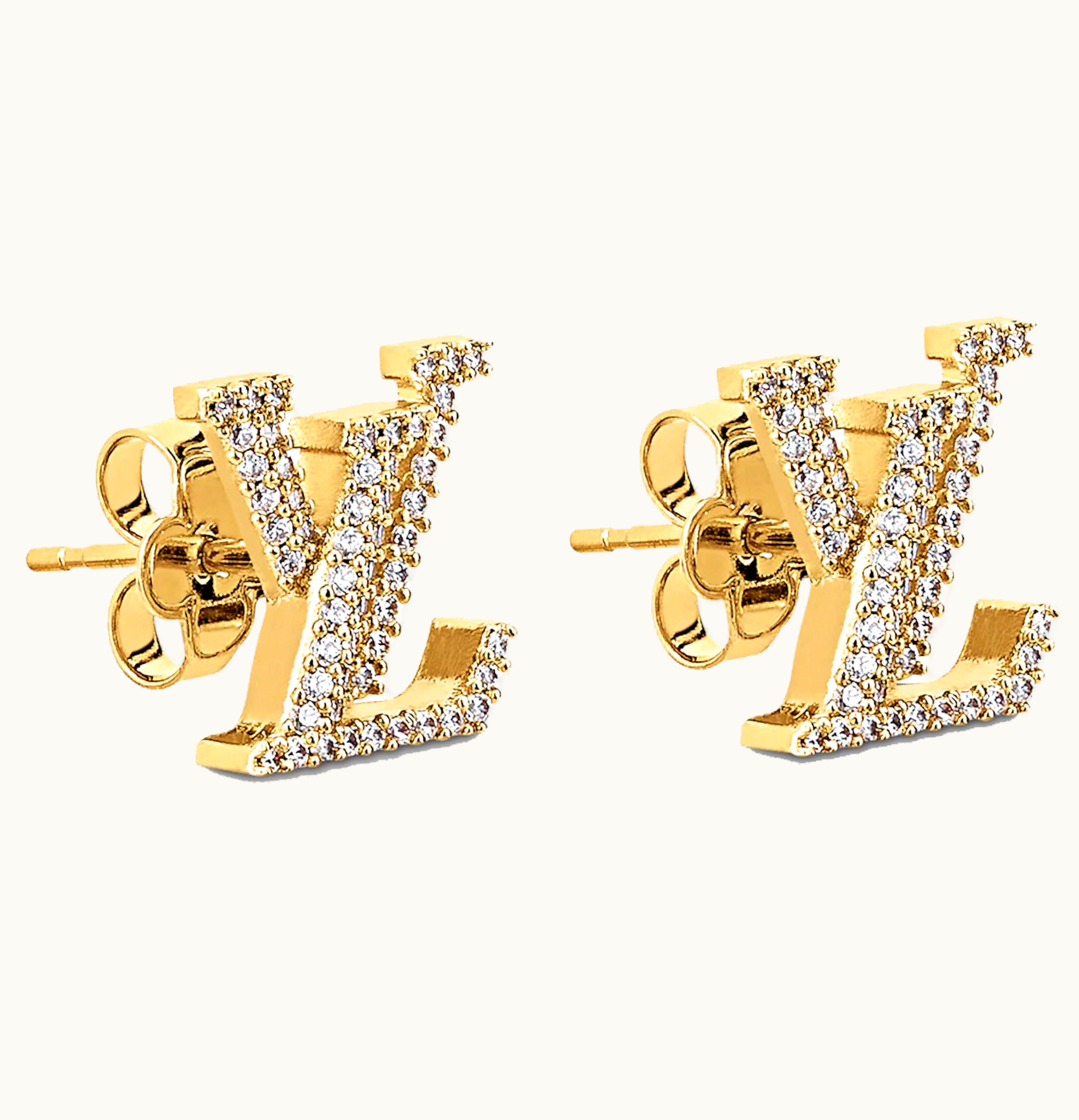 Louis Vuitton Louis Vuitton LV Iconic Earrings Gold Rhinestone