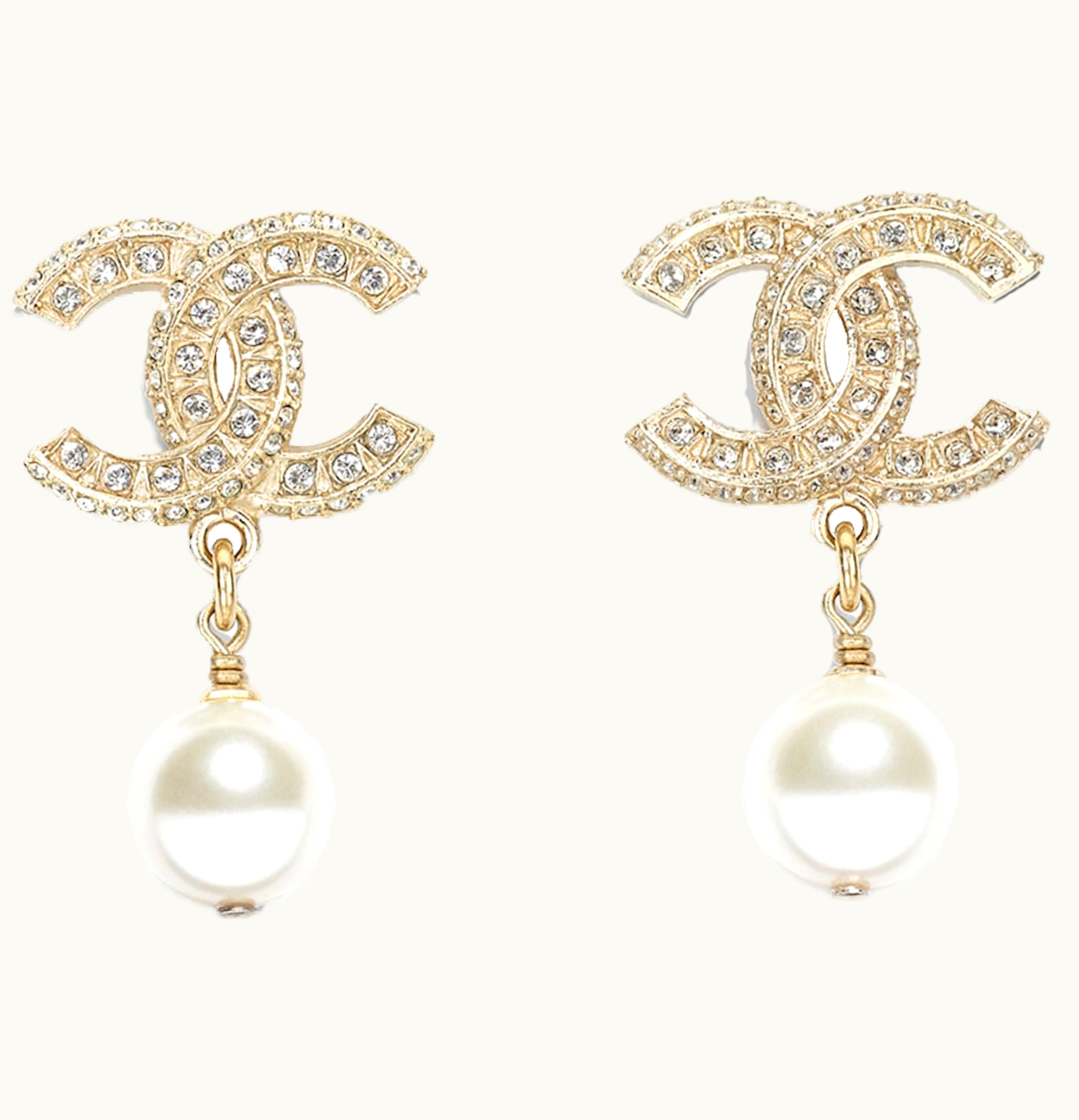 Chanel Chanel Resin and Strass Metal Earrings Gold Transparent