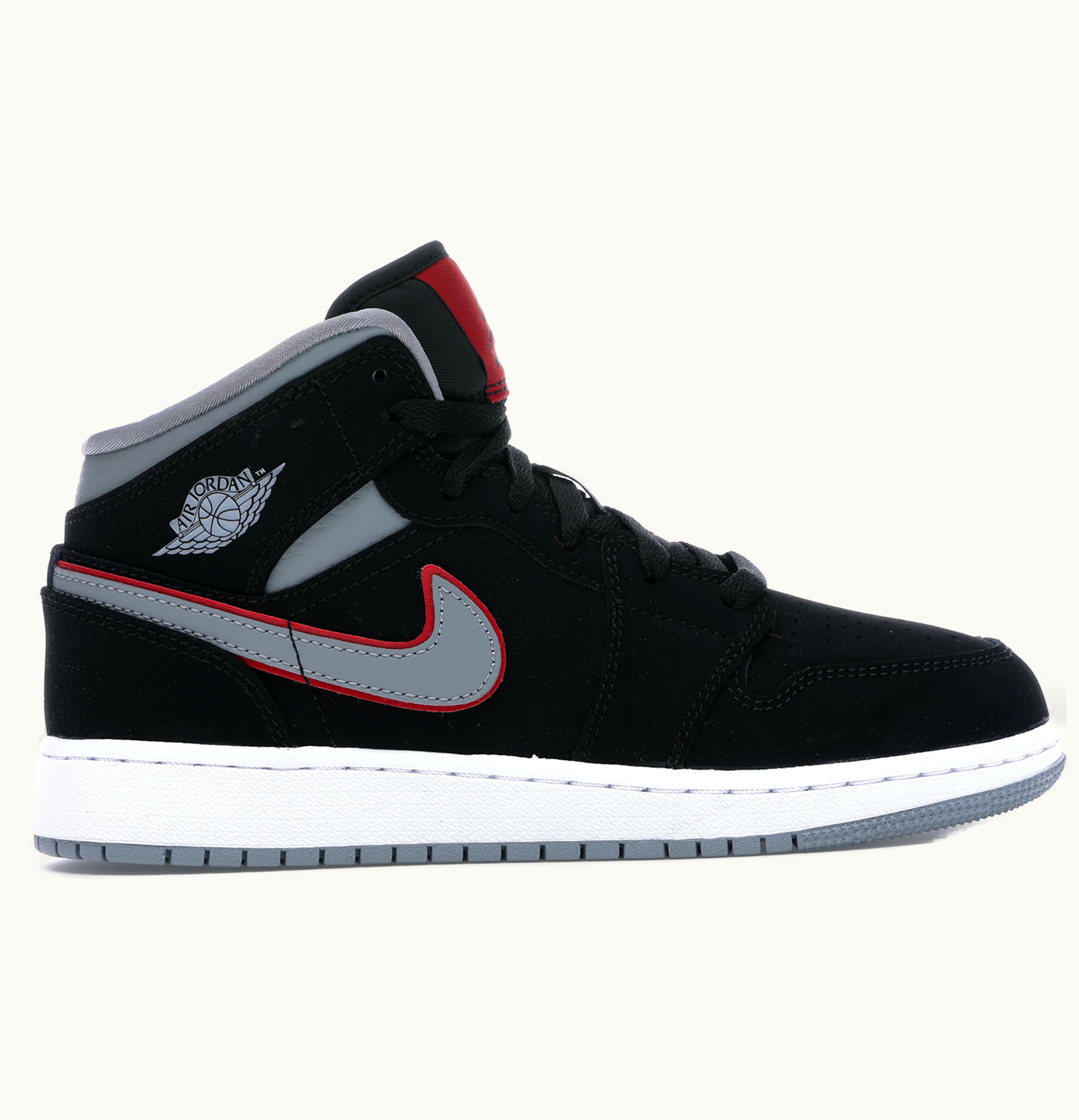 Jordan Air Jordan 1 Mid Black Particle Grey Gym Red GS