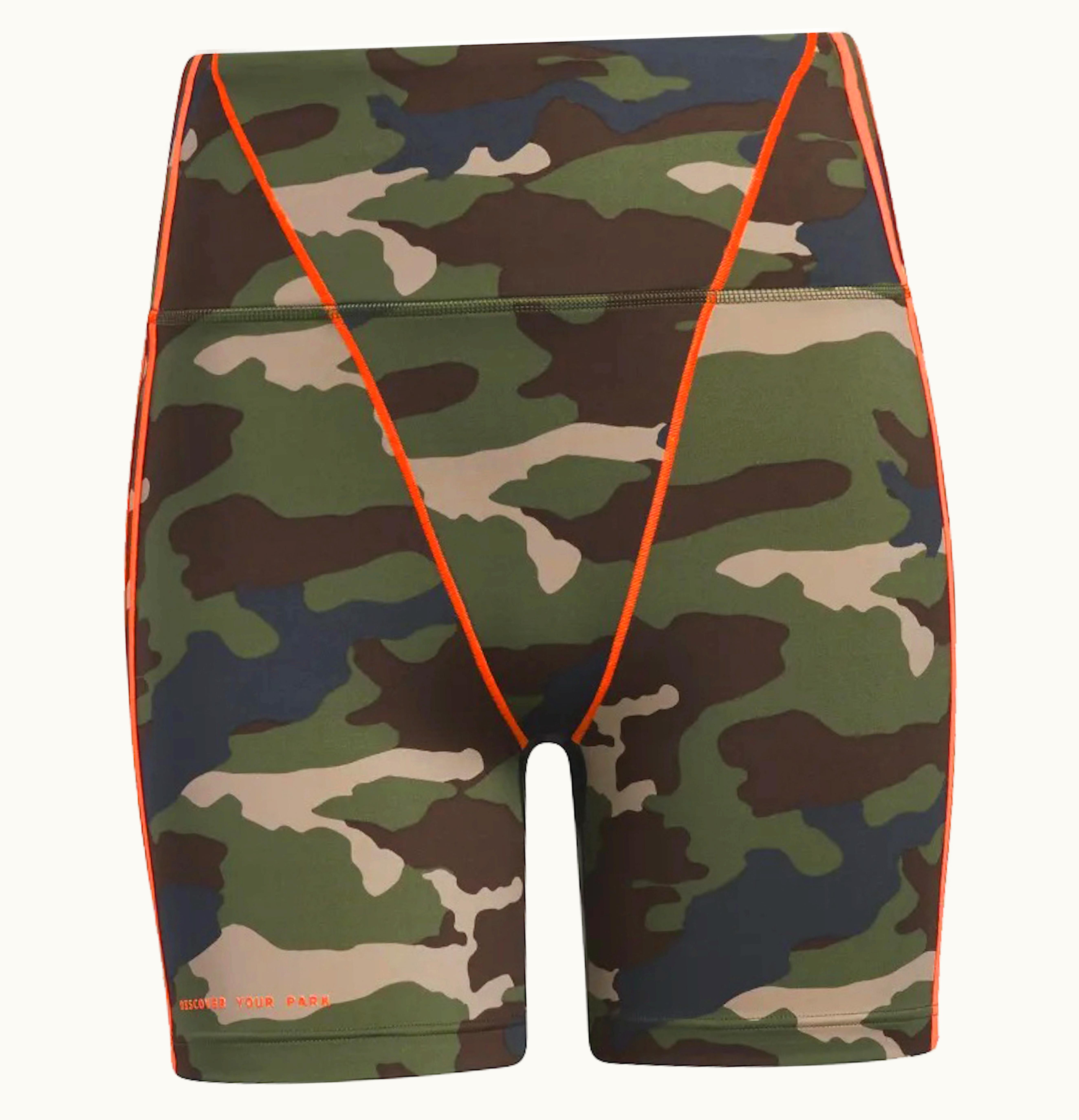 Adidas Adidas Ivy Park Bike Shorts 9 Inch Aop Camo Solar Orange