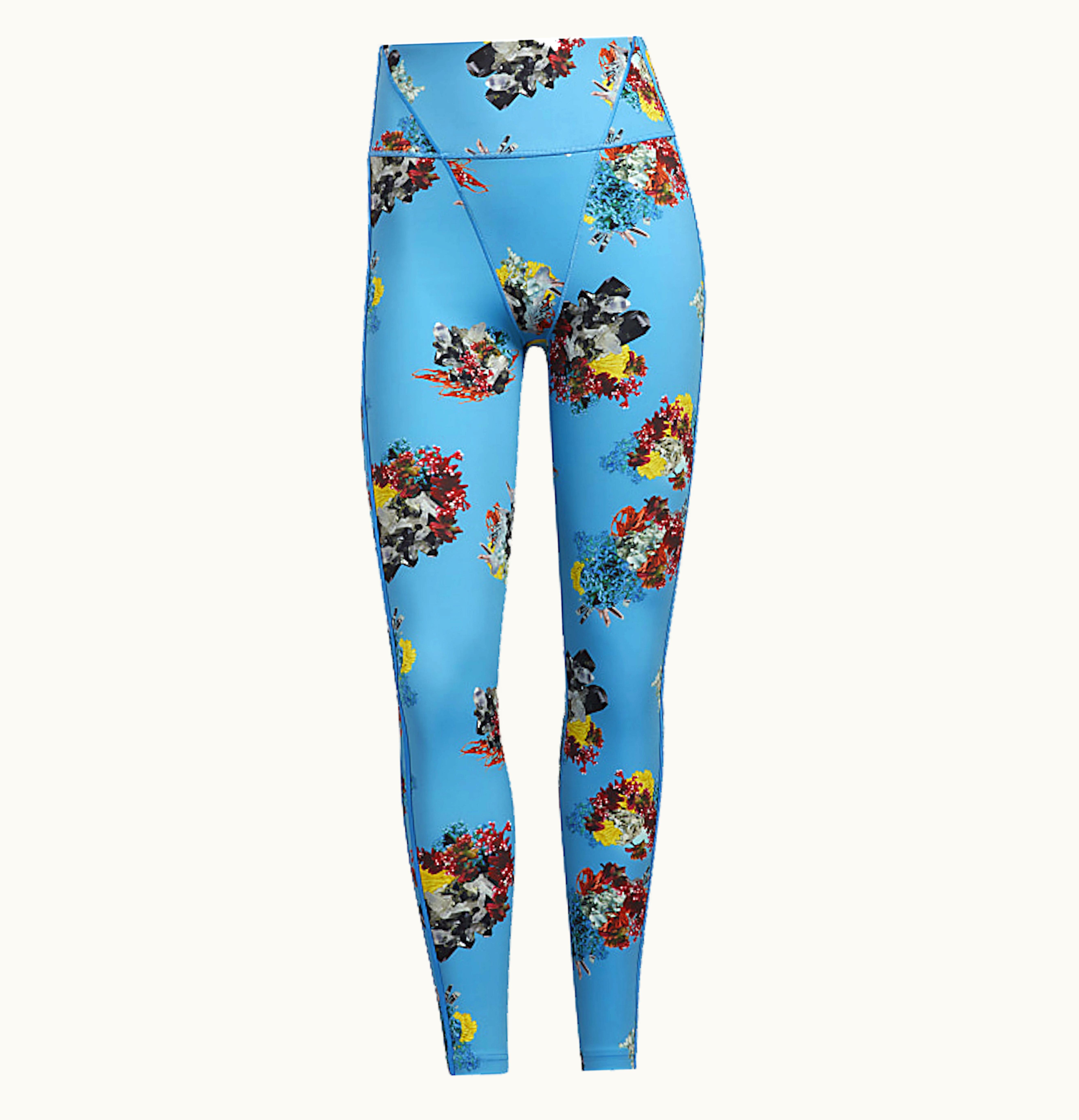 Adidas Adidas Ivy Park Printed Tights Crystal Aop Shock Cyan