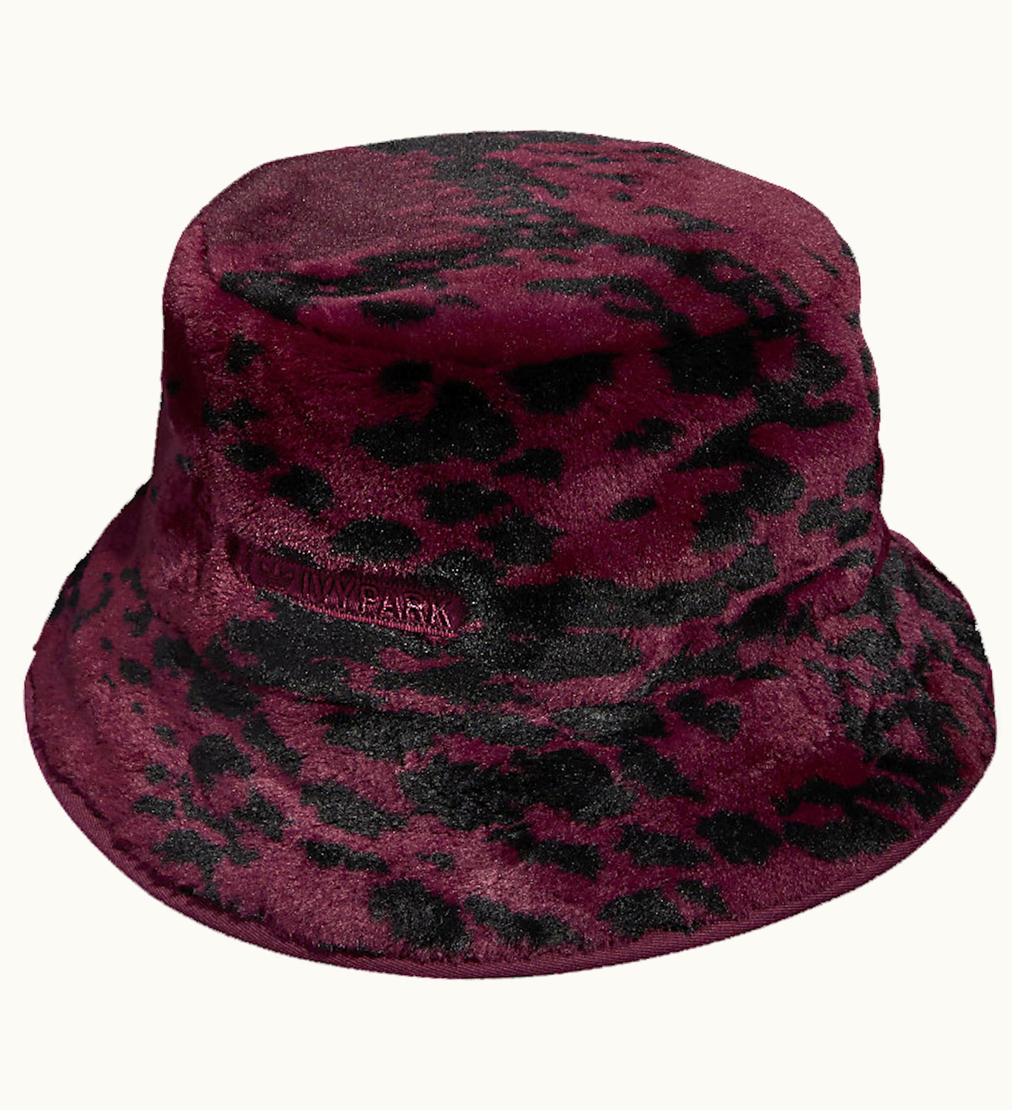 Adidas Adidas Ivy Park Printed Faux Fur Reversible Bucket Hat Cherry Wood