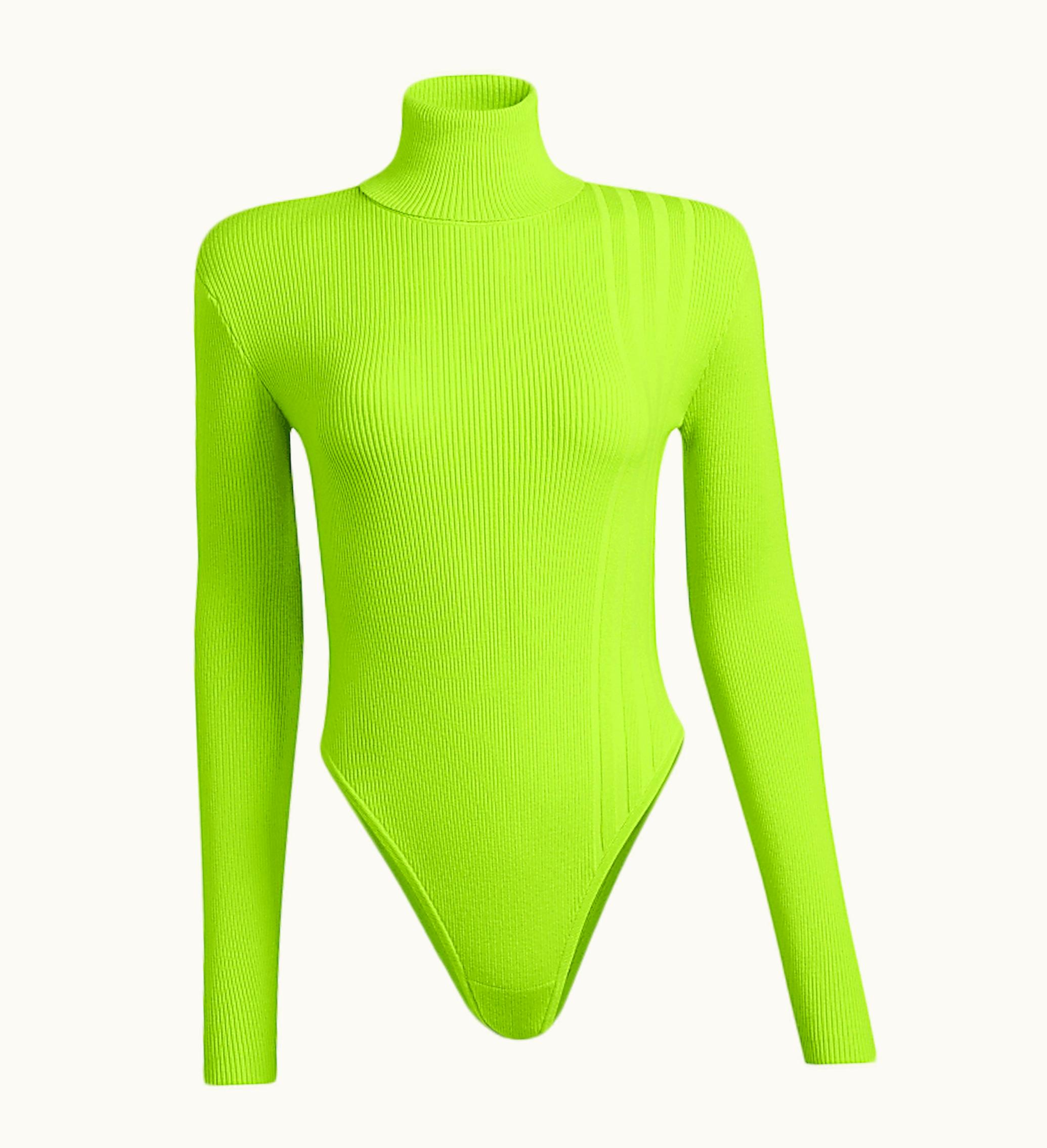 Adidas Adidas Ivy Park Halls Of Ivy Turtleneck Rib Knit Bodysuit Semi Solar Slime