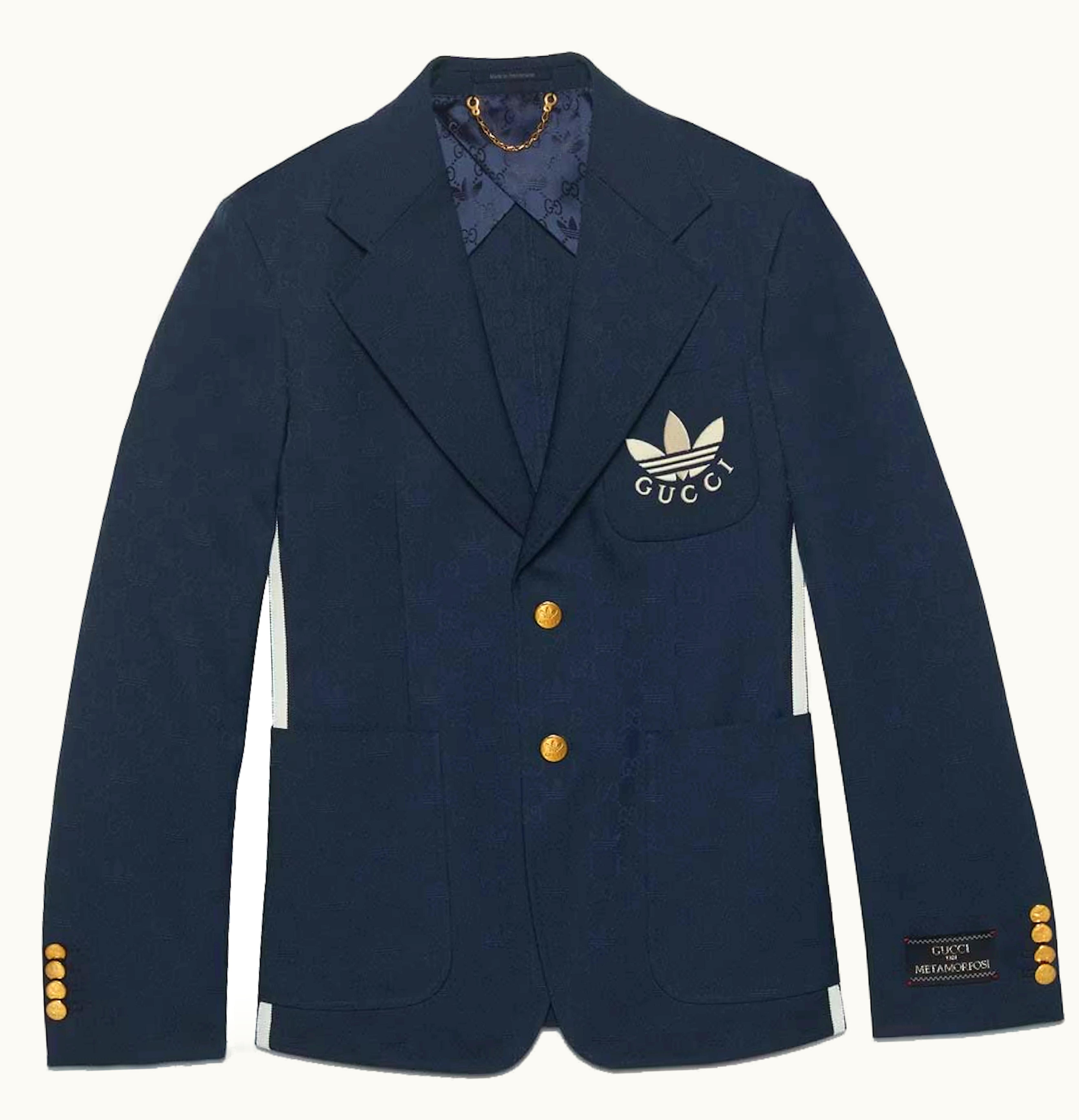 Gucci X Adidas Polyester Formal Jacket Dark Blue