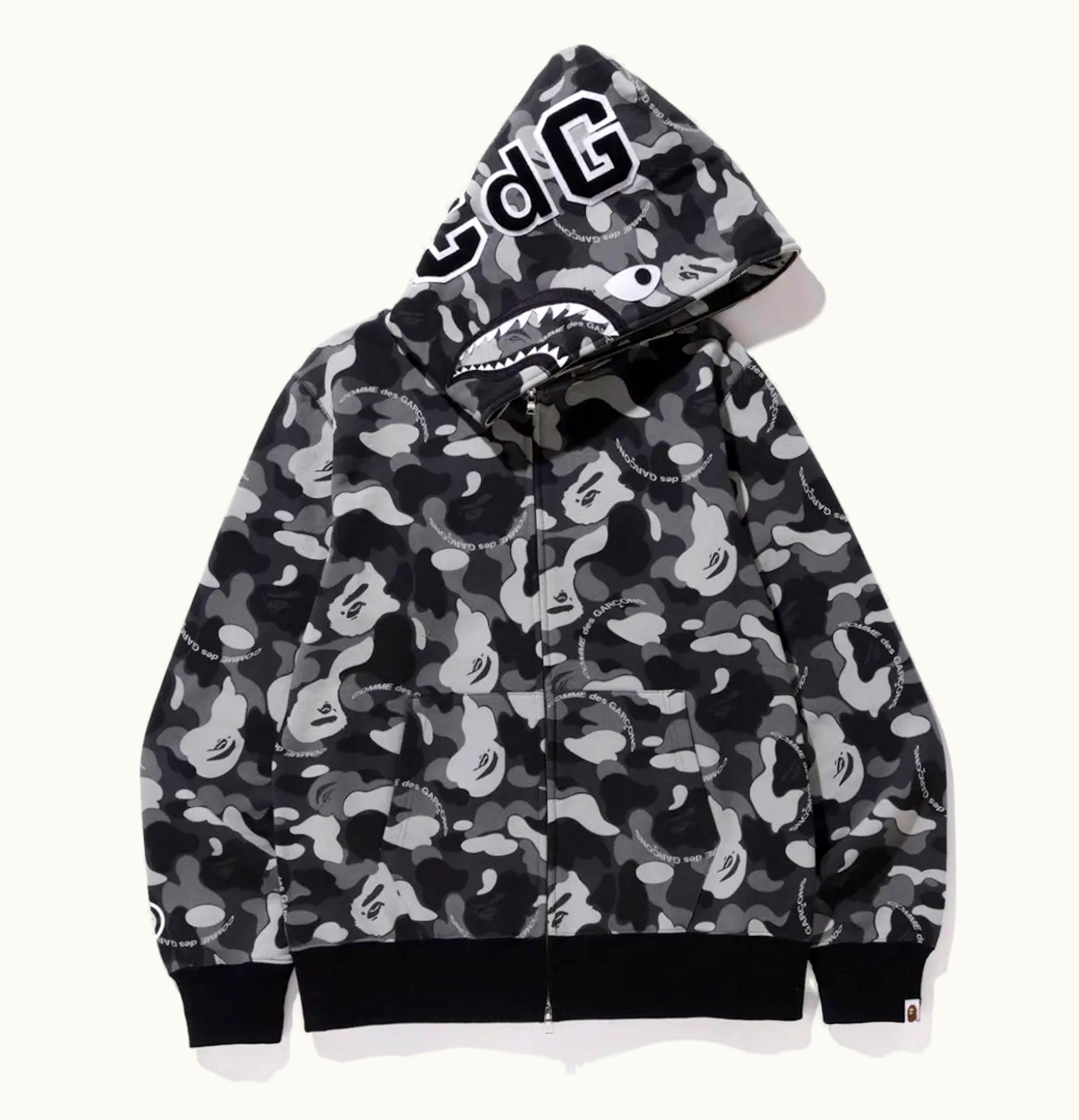BAPE BAPE x CDG Osaka Shark Full Zip Hoodie Black Gray