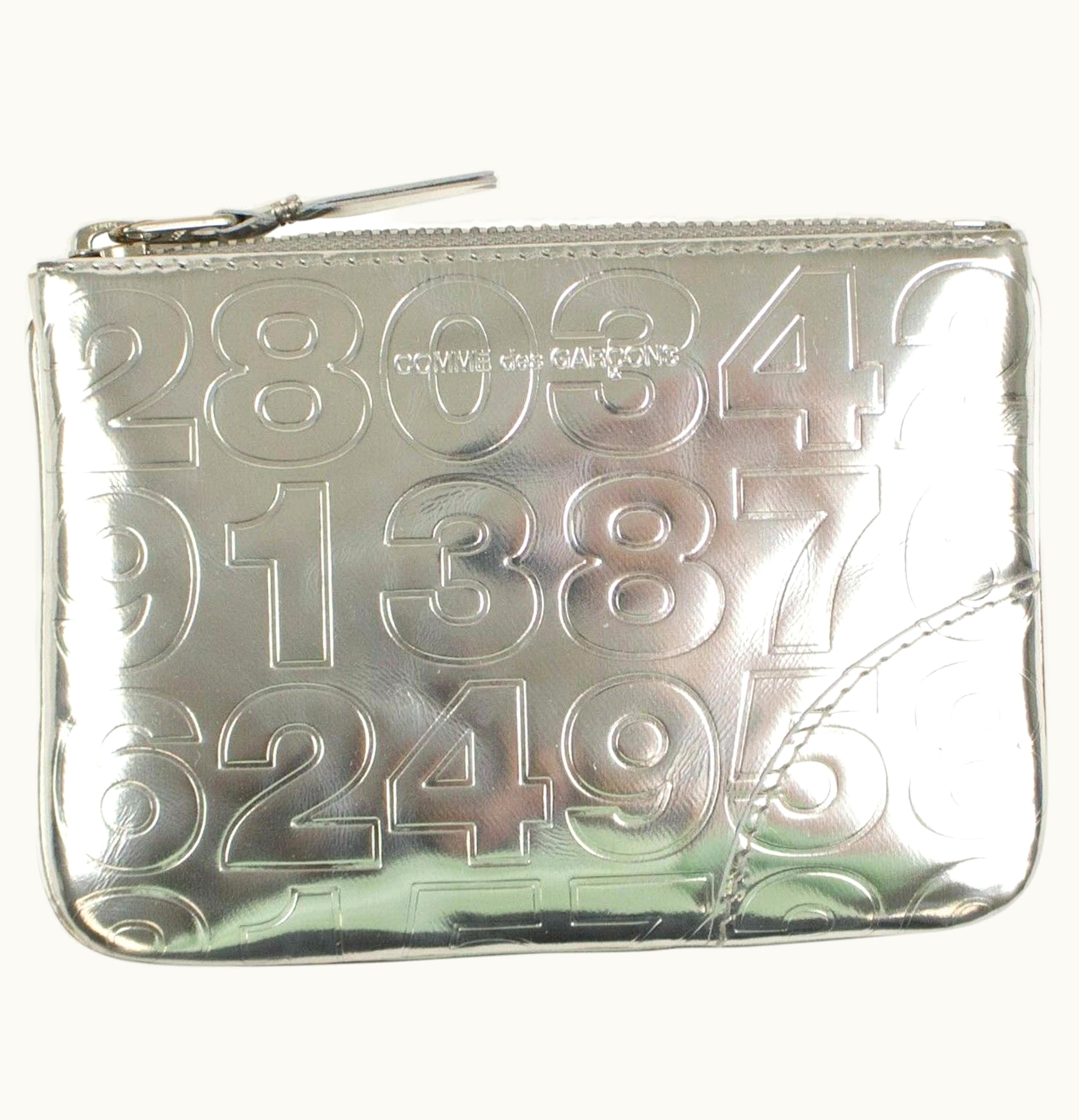 Comme Des Garçons Comme des Garcons SA810ESD Wallet Number Embossed Metallic Silver