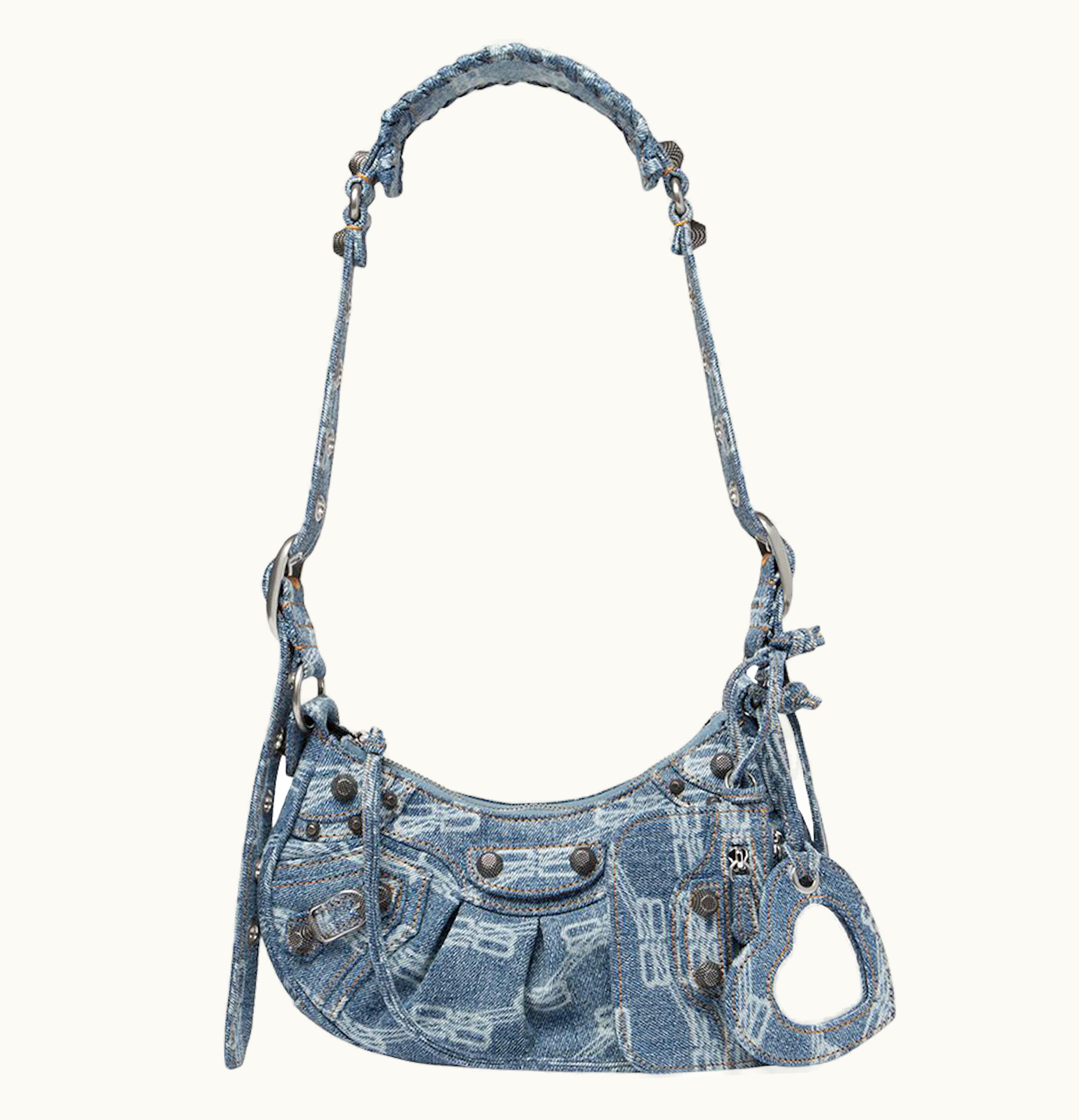 Balenciaga Balenciaga Le Cagole Shoulder Bag XS BB Monogram Blue Bleached Denim