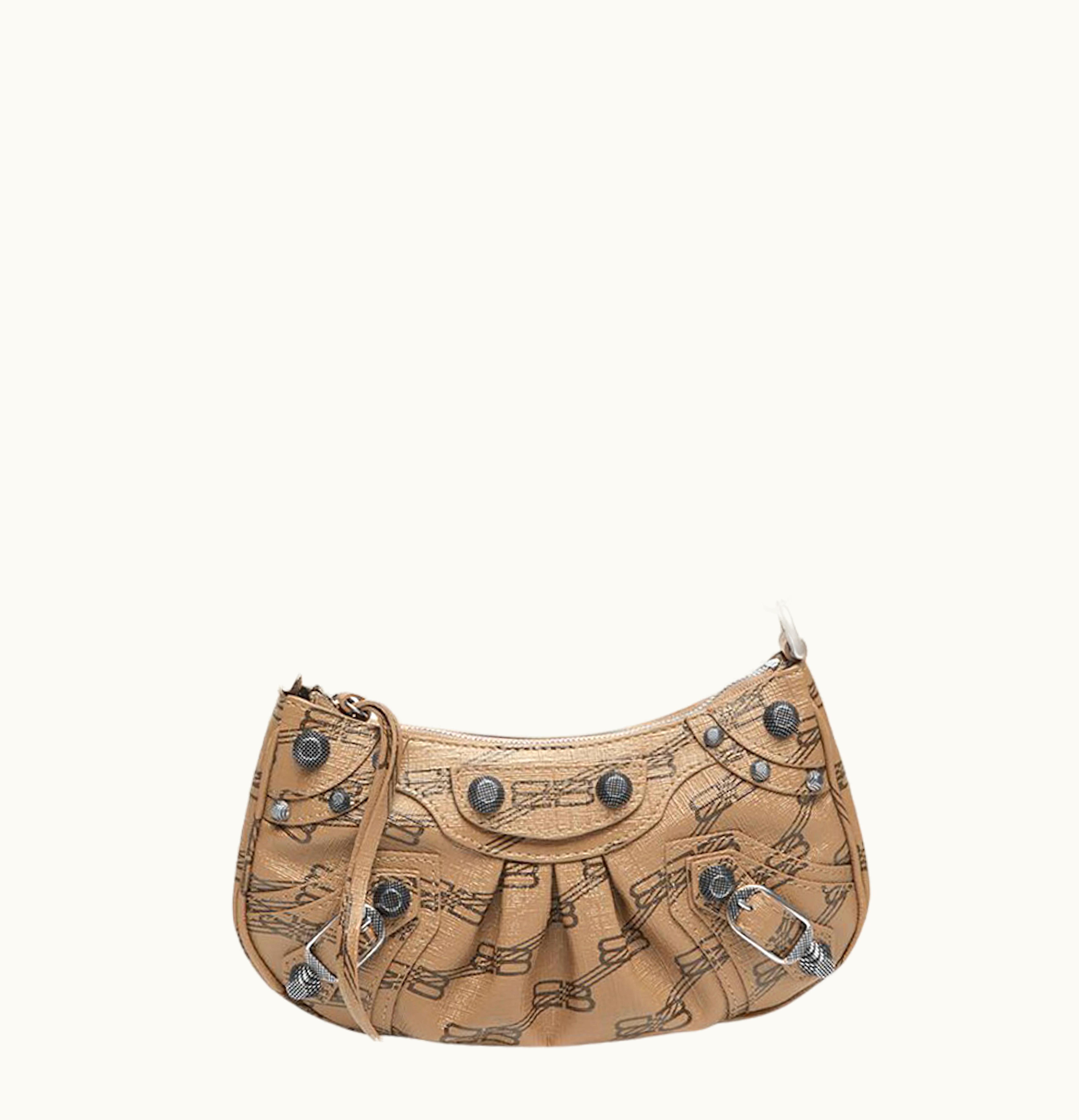 Balenciaga Balenciaga Le Cagole Chain Purse Mini BB Monogram Beige Brown