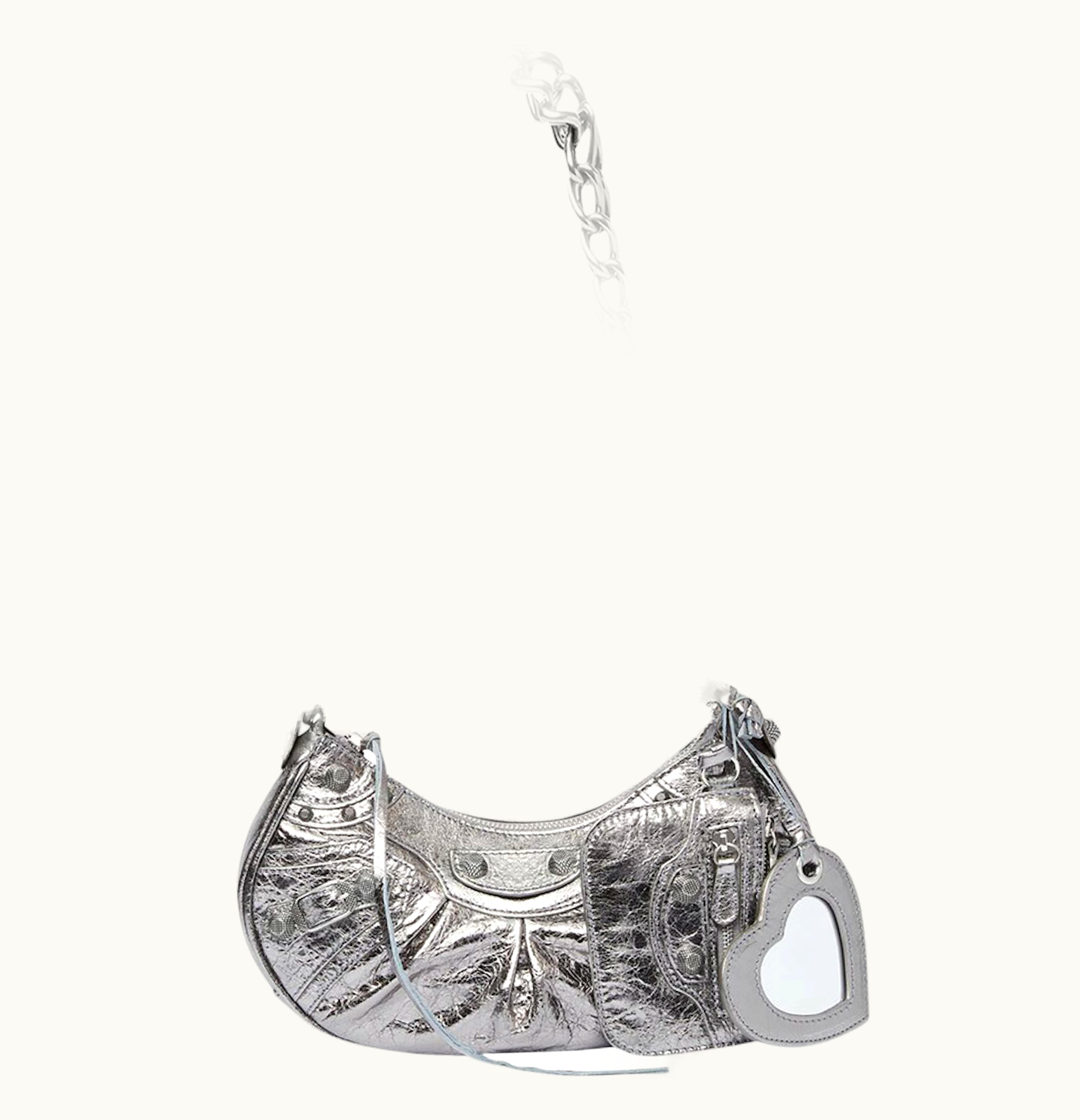 Balenciaga Balenciaga Le Cagole Shoulder Bag XS With Chain Metallized Silver